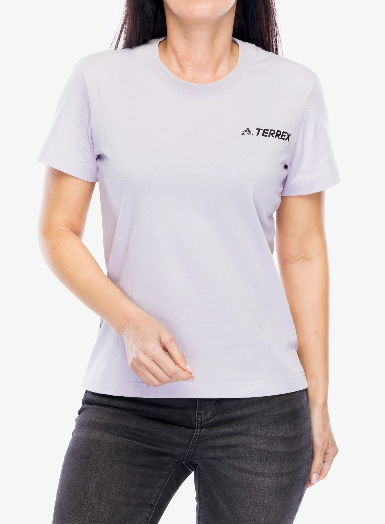 Bavlněné tričko dámské adidas TERREX Mountain Fun Graphic Tee - silver dawn