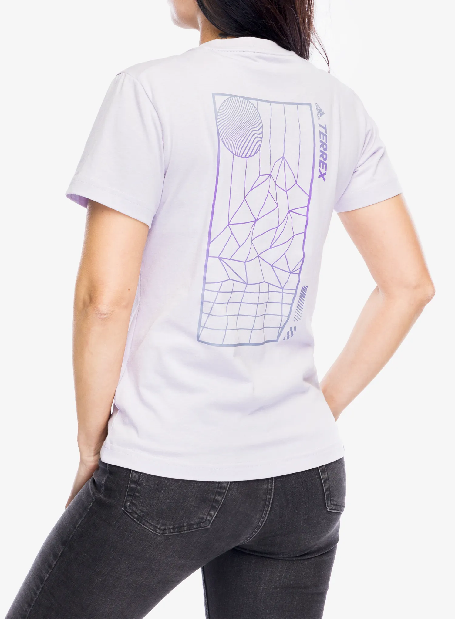 Bavlněné tričko dámské adidas TERREX Mountain Fun Graphic Tee - silver dawn