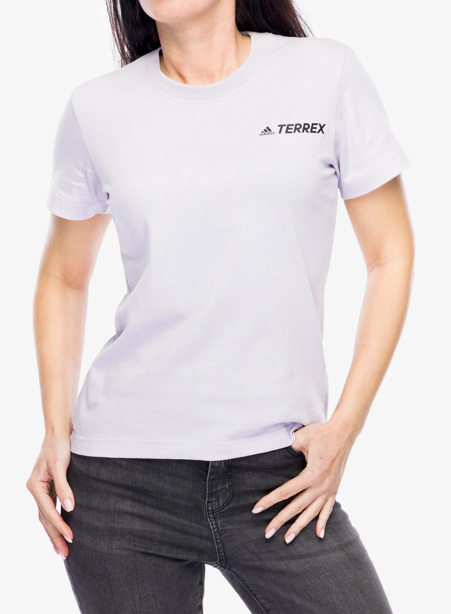 Bavlněné tričko dámské adidas TERREX Mountain Fun Graphic Tee - silver dawn