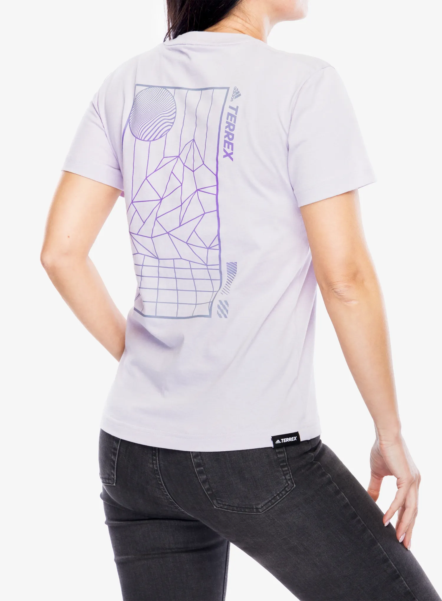 Bavlněné tričko dámské adidas TERREX Mountain Fun Graphic Tee - silver dawn