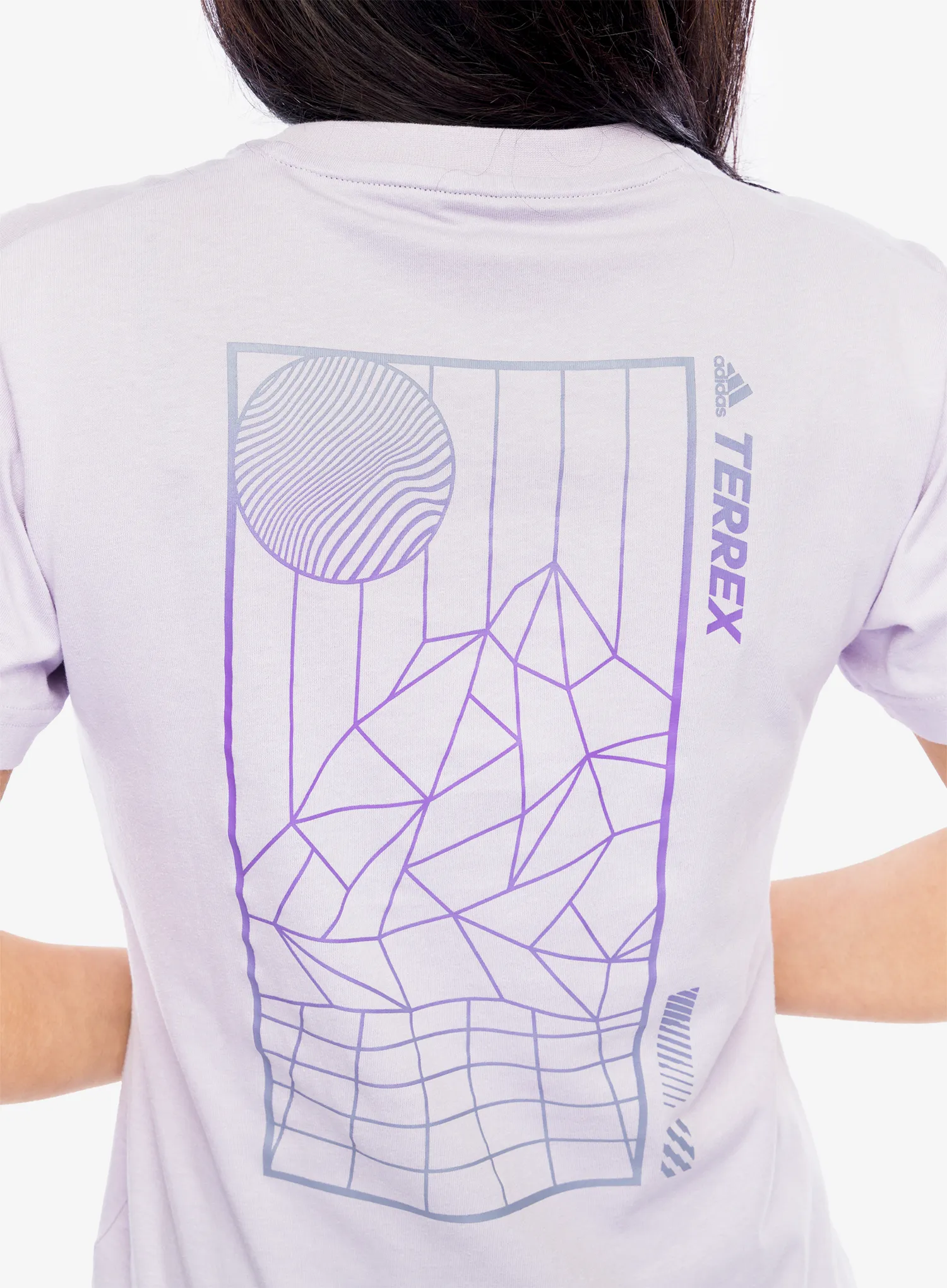 Bavlněné tričko dámské adidas TERREX Mountain Fun Graphic Tee - silver dawn