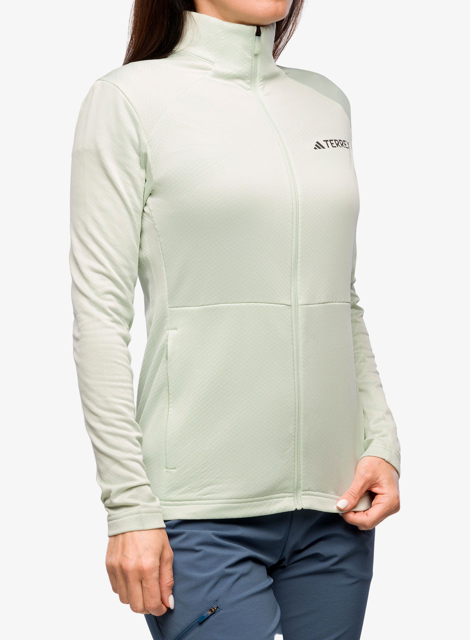 Fleece mikina dámská adidas TERREX Multi Full Zip Fleece Jacket - linen green