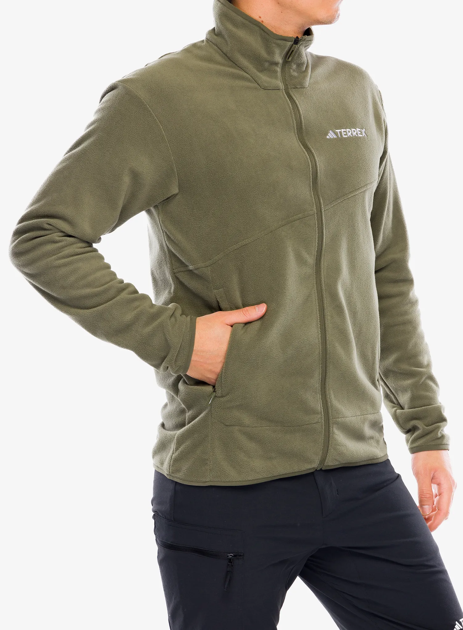 Fleece mikina adidas TERREX Multi Full Zip Fleece Jacket - olive strata
