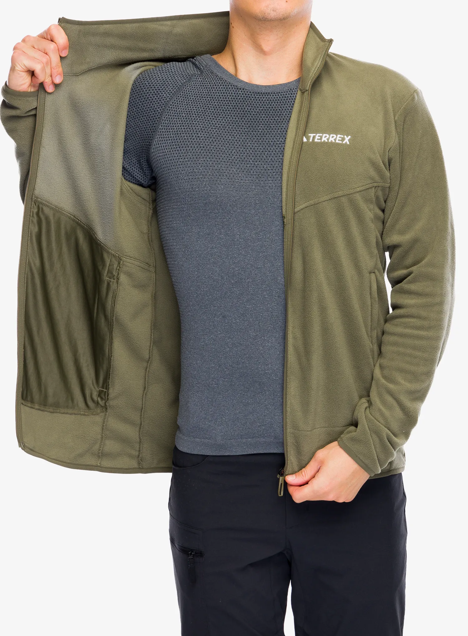 Fleece mikina adidas TERREX Multi Full Zip Fleece Jacket - olive strata