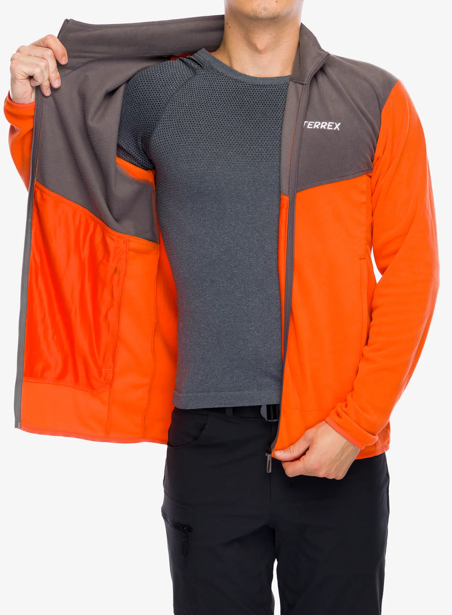 Fleece mikina adidas TERREX Multi Full Zip Fleece Jacket - semi impact orange/charcoal