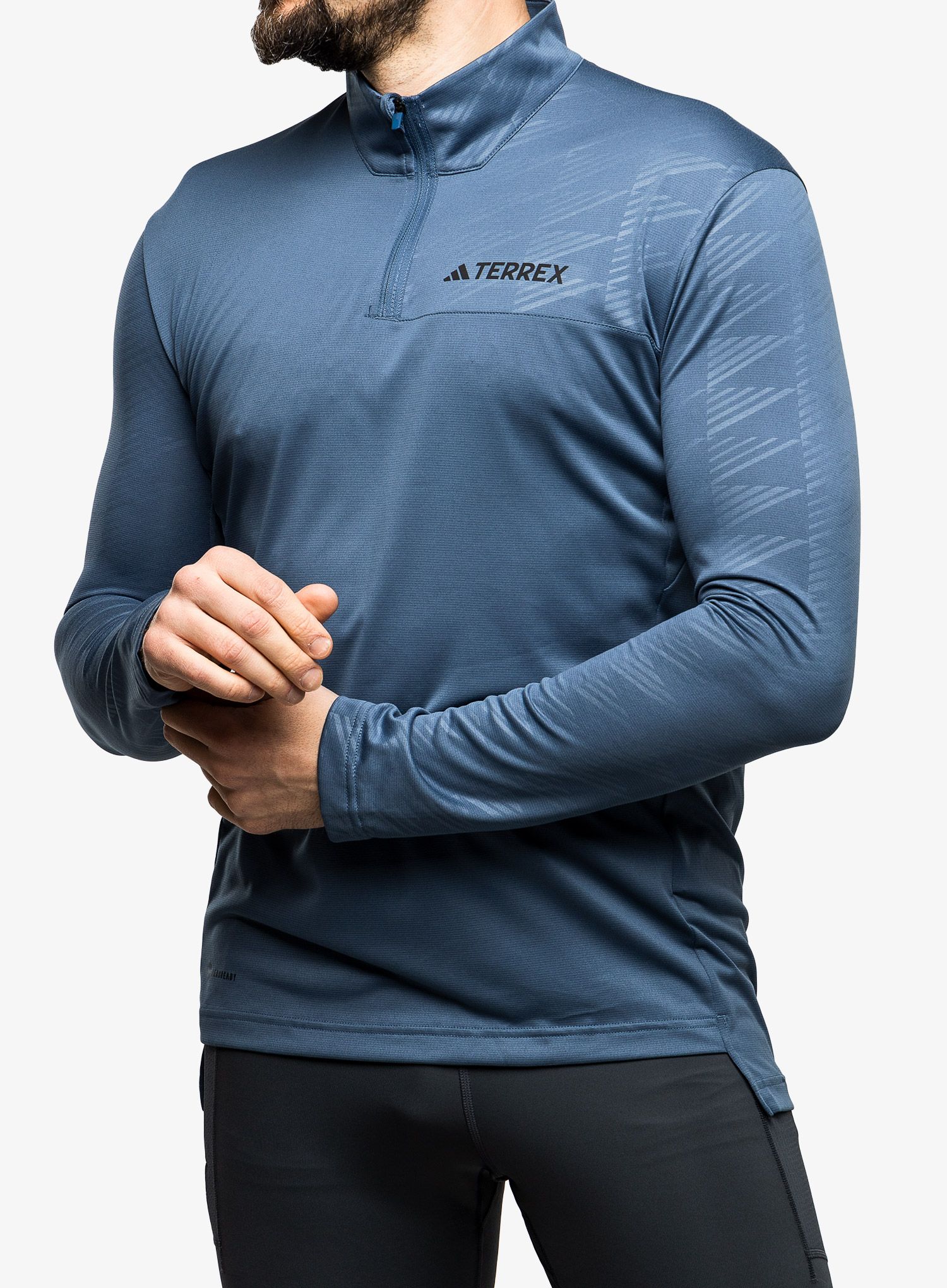 Pánská mikina adidas TERREX Multi Half-Zip LS Tee - wonder steel