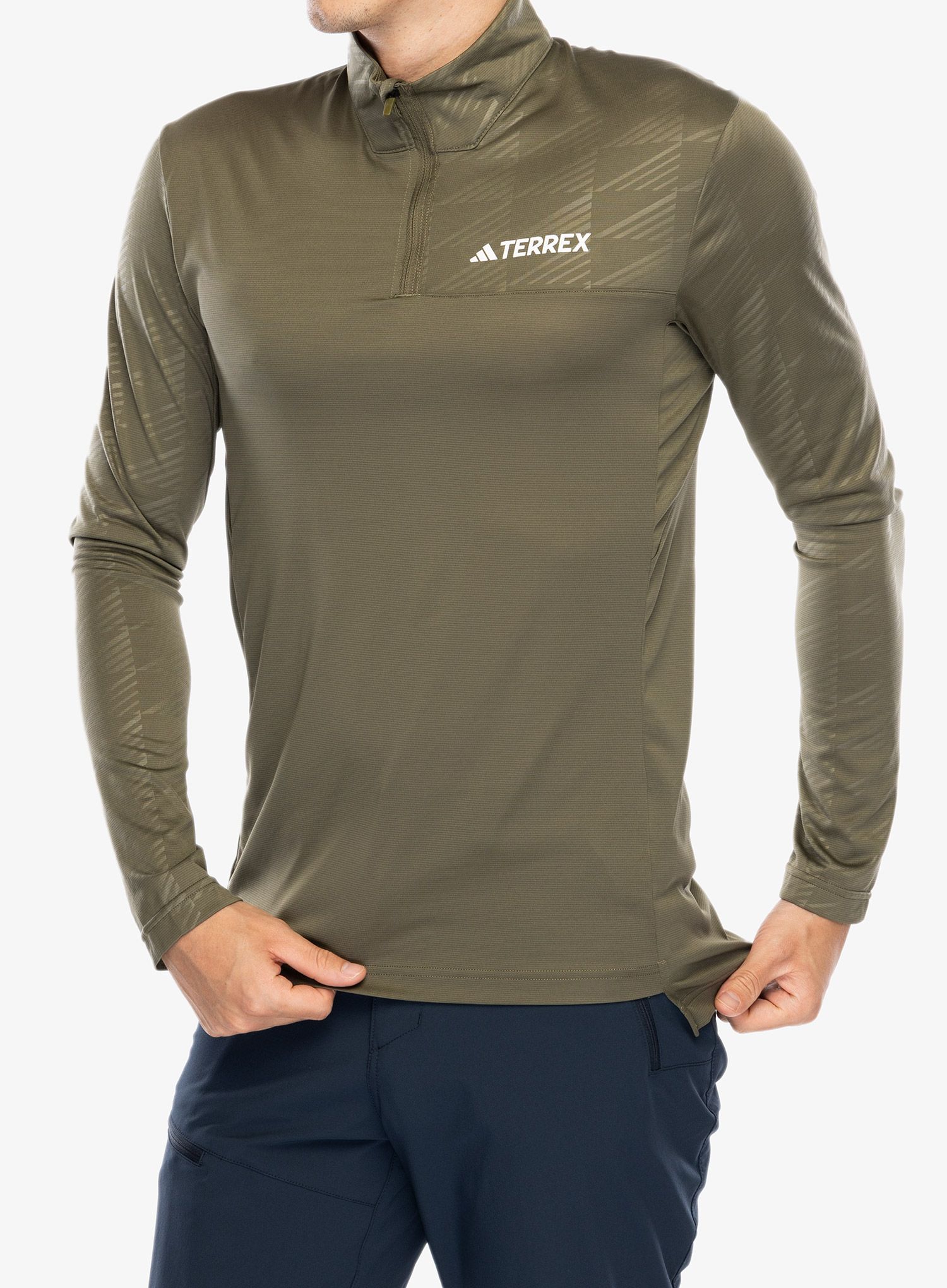 Mikina bez kapuce adidas TERREX Multi Half Zip Longsleeve Tee - olive strata
