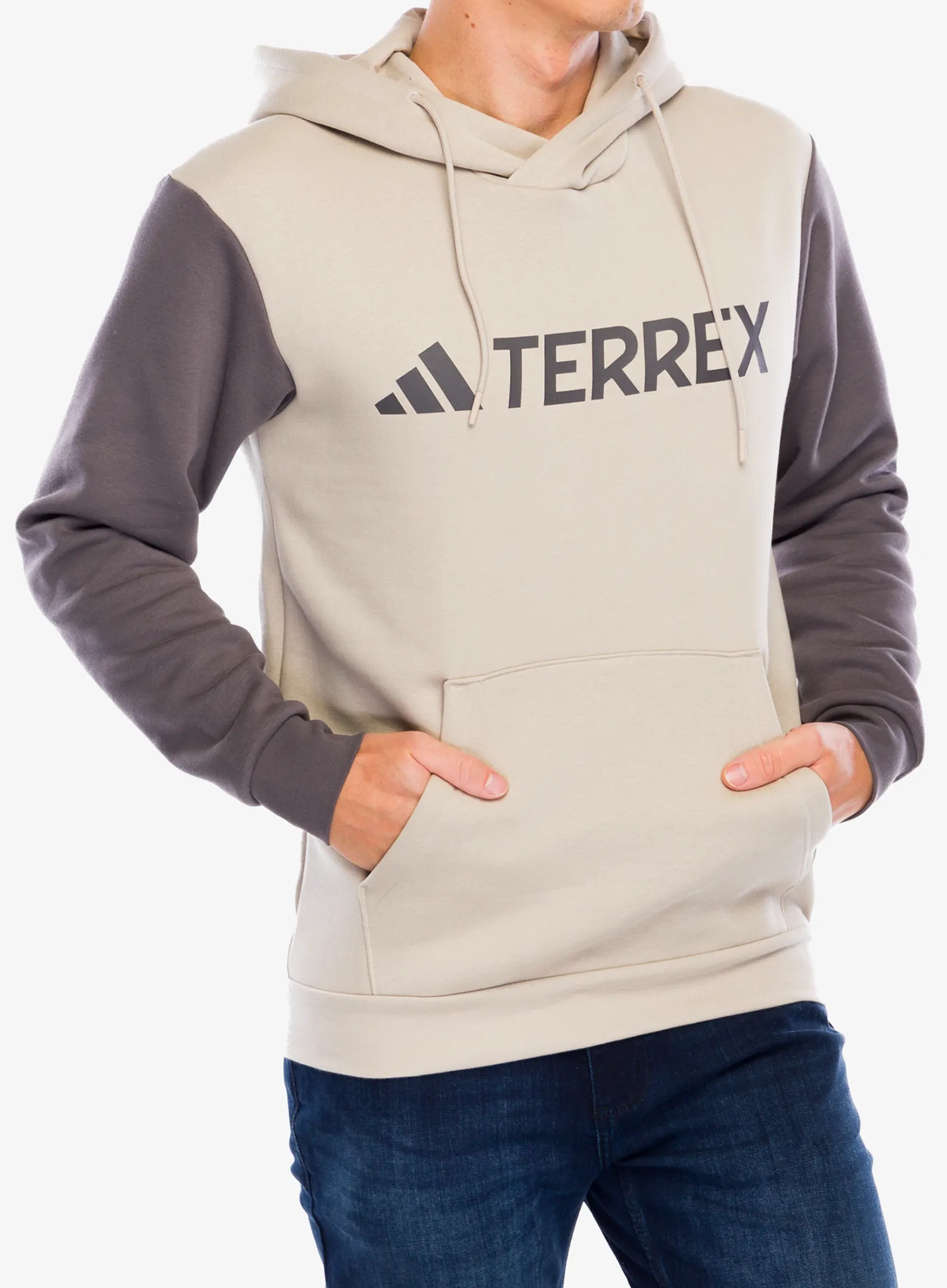 Mikina s kapucí adidas TERREX Multi Large Logo Hoody - wonder beige/charcoal