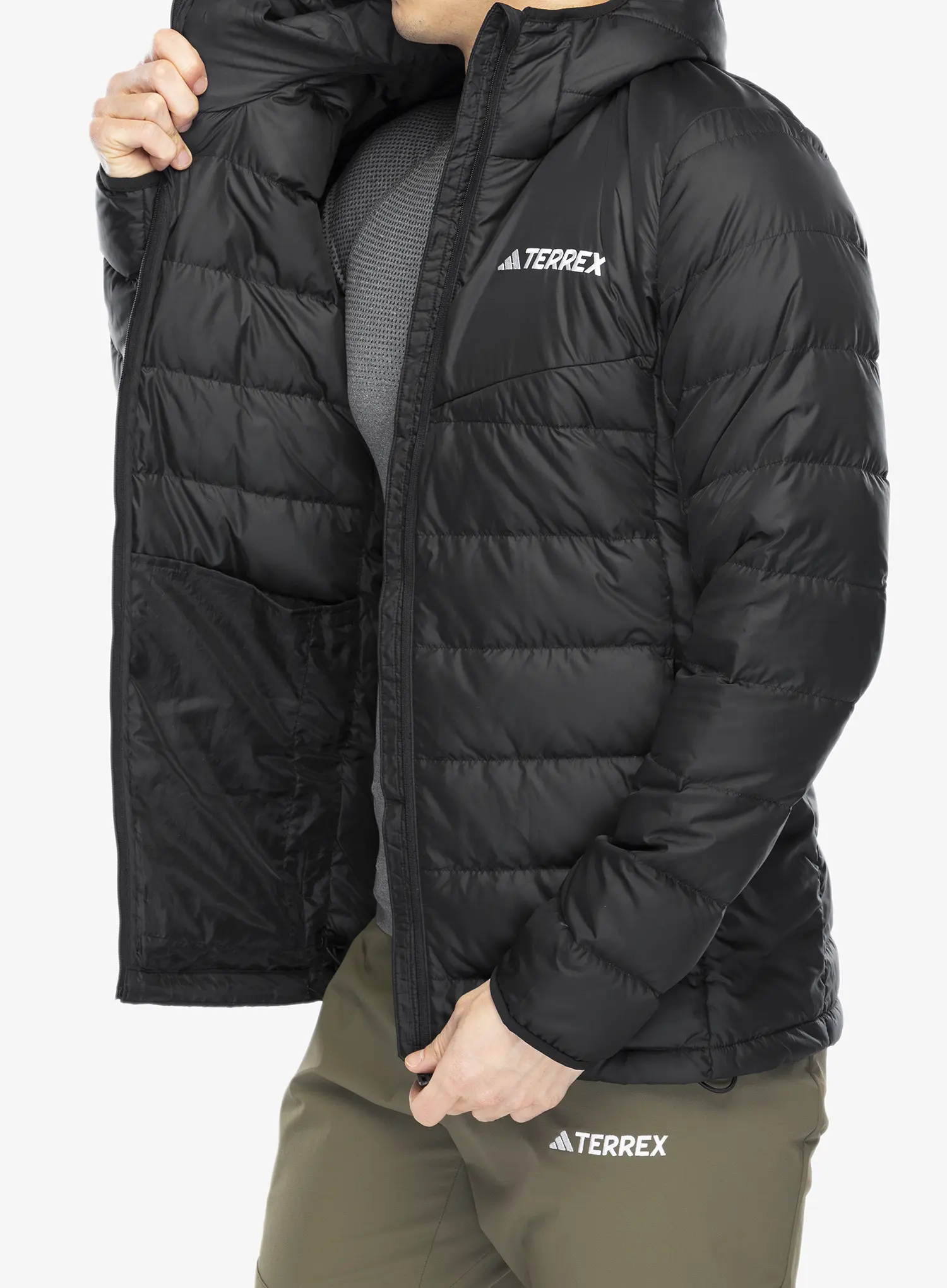 Péřová bunda adidas TERREX Multi Light Down Hooded Jacket - black
