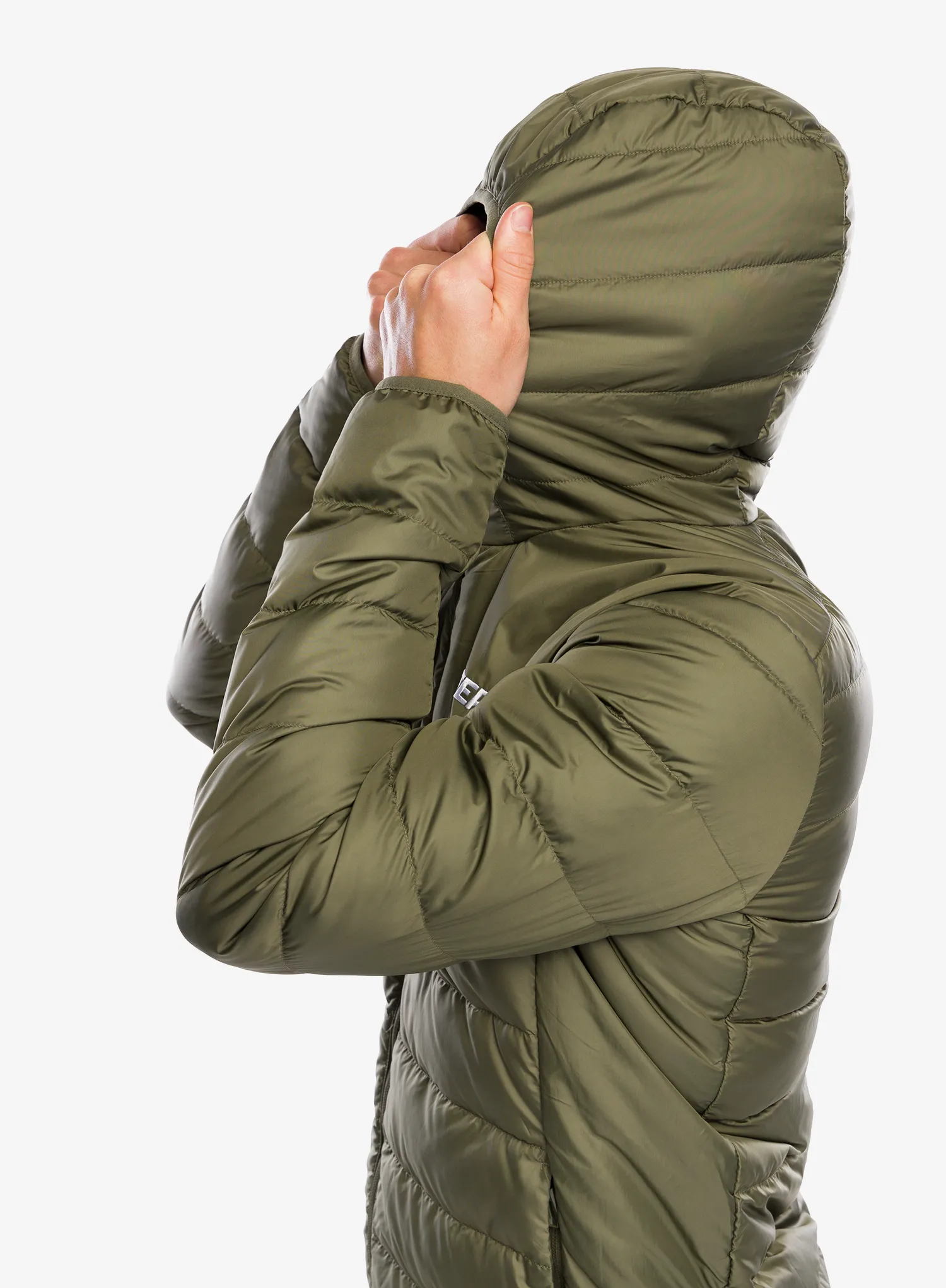 Péřová bunda adidas TERREX Multi Light Down Hooded Jacket - olive strata