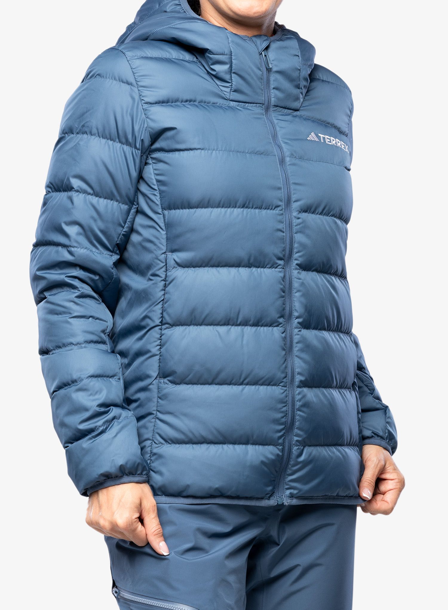 Dámská péřová bunda adidas TERREX Multi Light Down Hooded Jacket - wonder steel