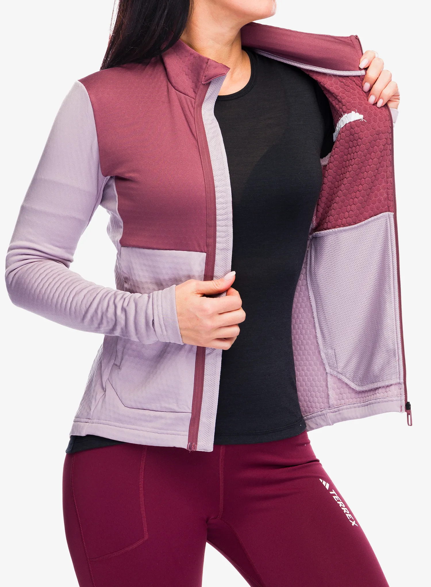 Dámská mikina se zipem adidas TERREX Multi Light Fleece Full Zip Jacket - preloved fig/quiet crimson