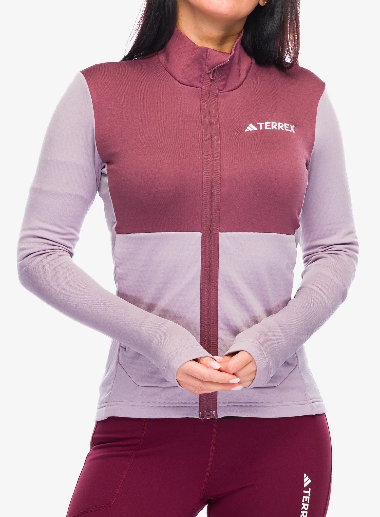 Dámská mikina se zipem adidas TERREX Multi Light Fleece Full Zip Jacket - preloved fig/quiet crimson