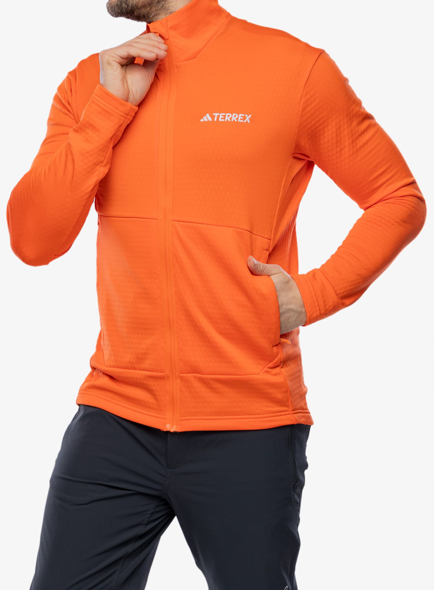 Fleece mikina adidas TERREX Multi Light Fleece Full Zip Jacket - semi impact orange