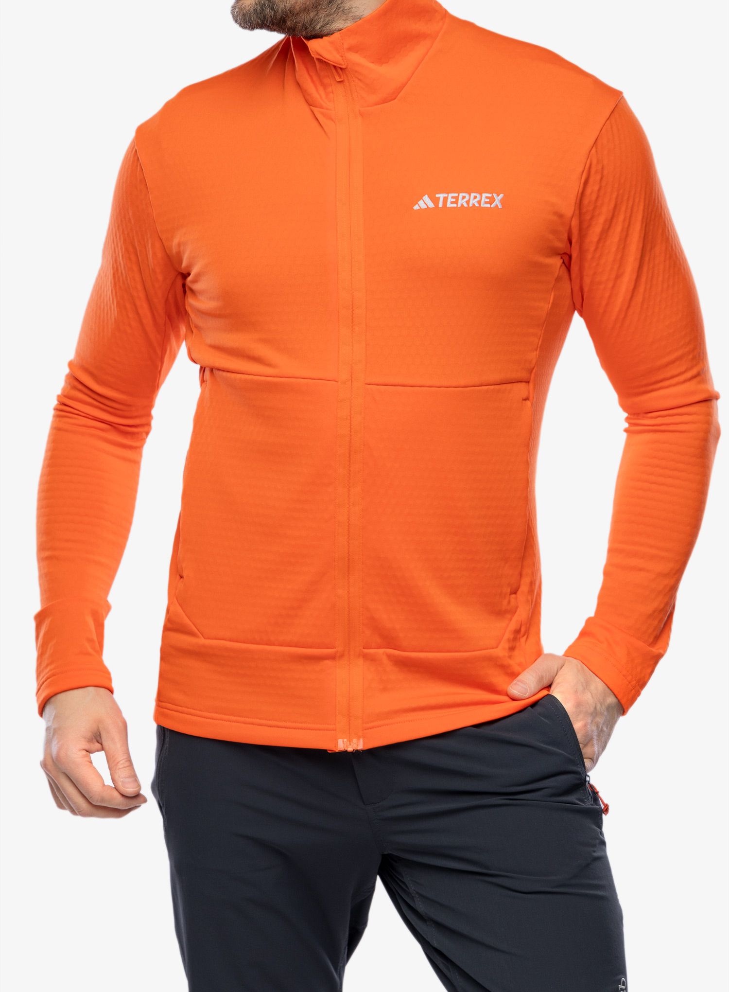 Fleece mikina adidas TERREX Multi Light Fleece Full Zip Jacket - semi impact orange