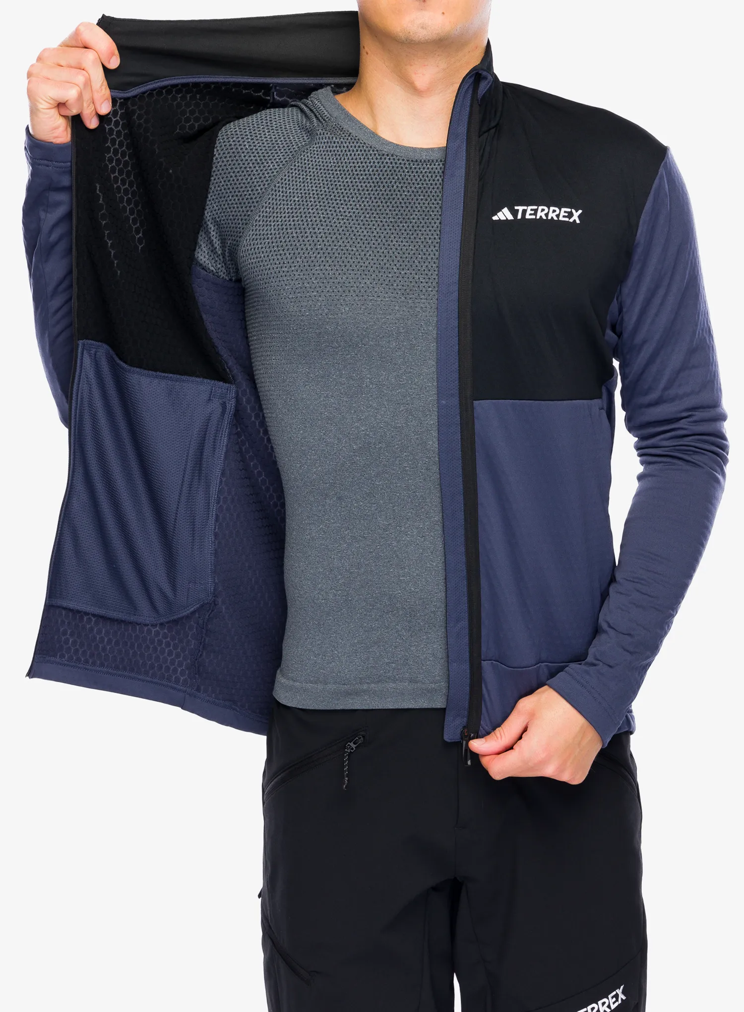 Fleece mikina adidas TERREX Multi Light Fleece Full Zip Jacket - shadow navy/black