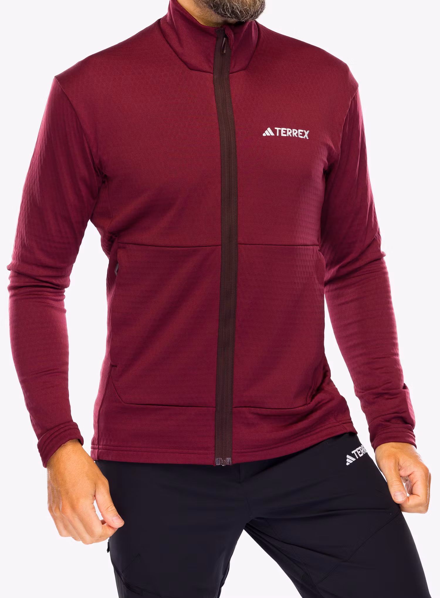 Fleece mikina pánská adidas TERREX Multi Light Fleece Full Zip Jacket - shadow red