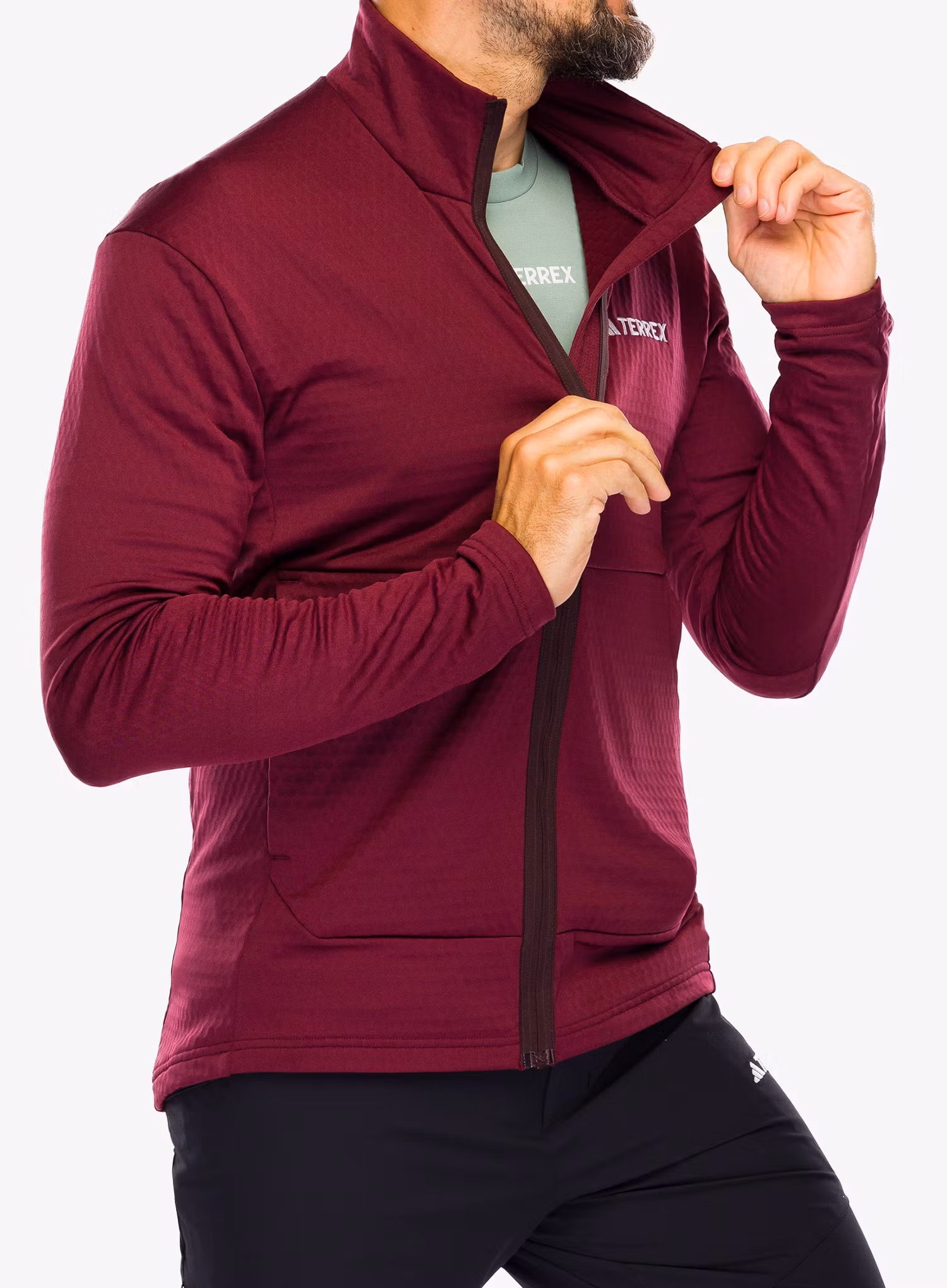 Fleece mikina pánská adidas TERREX Multi Light Fleece Full Zip Jacket - shadow red
