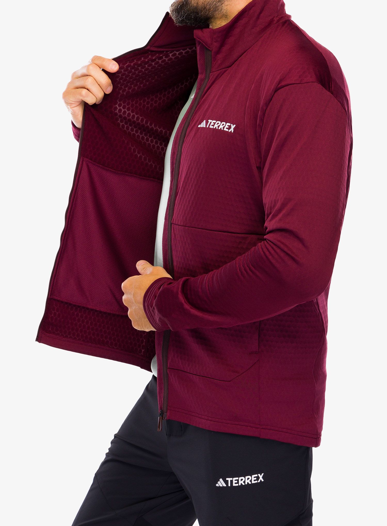 Fleece mikina pánská adidas TERREX Multi Light Fleece Full Zip Jacket - shadow red