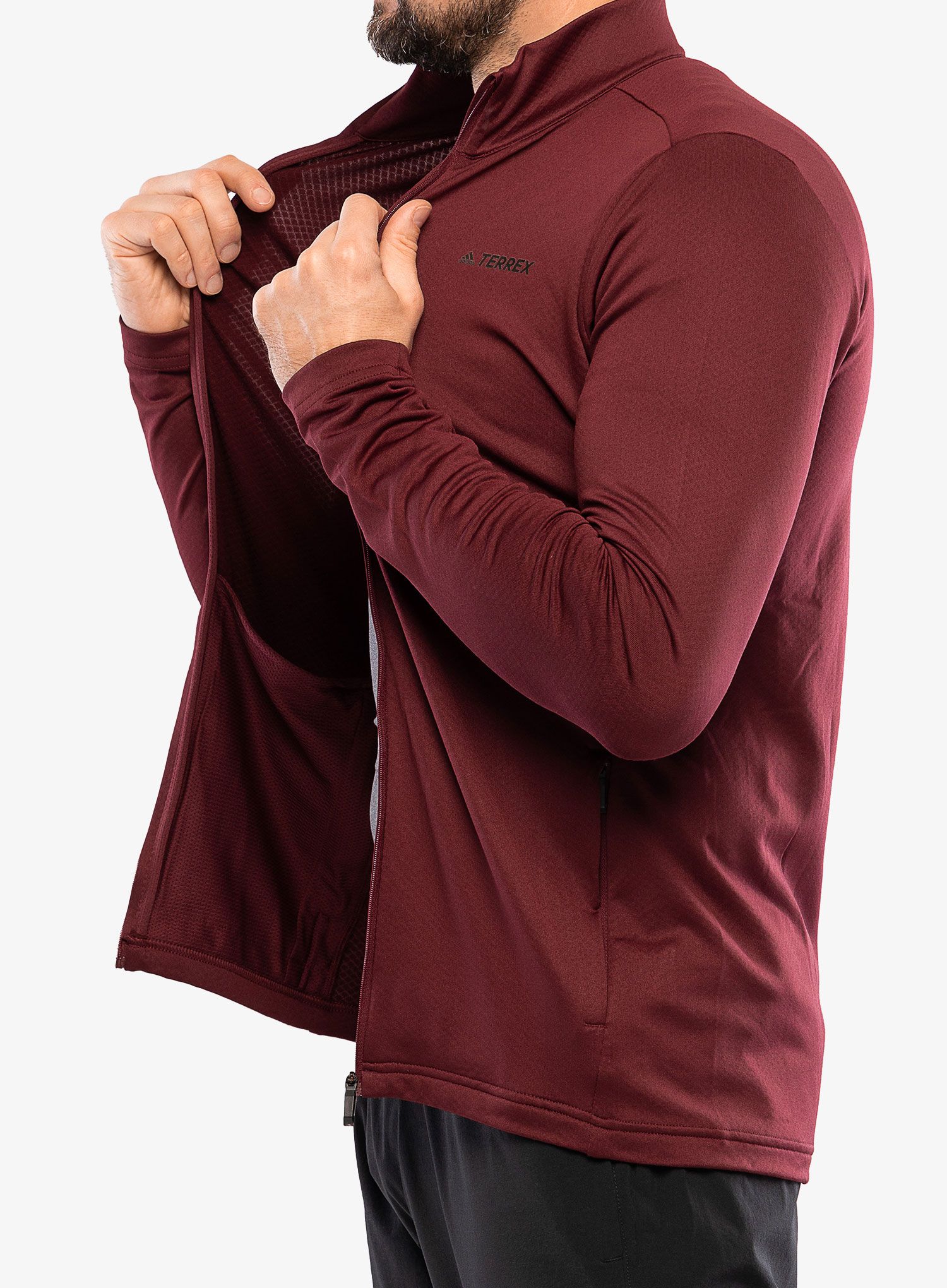 Fleecová mikina adidas TERREX Multi Primegreen Full-Zip Fleece Jkt - shadow red