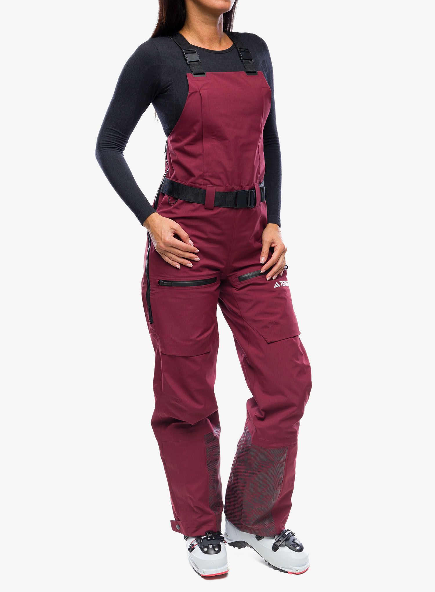 Dámské membránové kalhoty adidas TERREX Techrock 3L GORE-TEX Bib Pants - shadow red