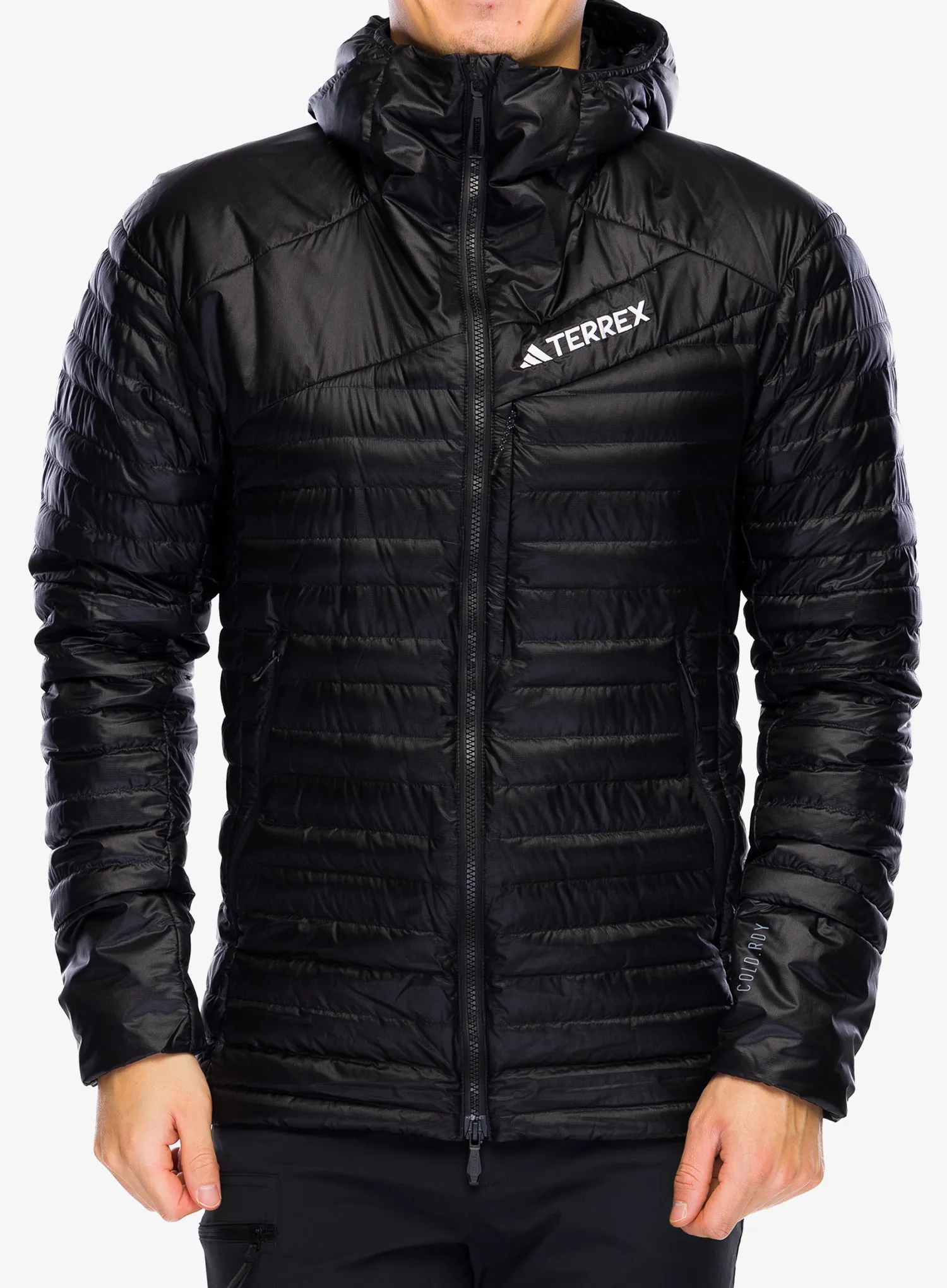 Péřová bunda adidas TERREX Techrock Down Hooded Jacket - black