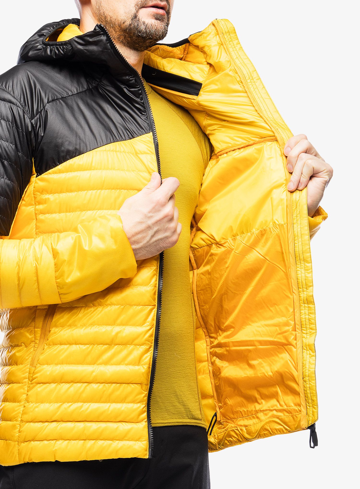 Péřová bunda pánská adidas TERREX Techrock Down Hooded Jacket - preyel/black