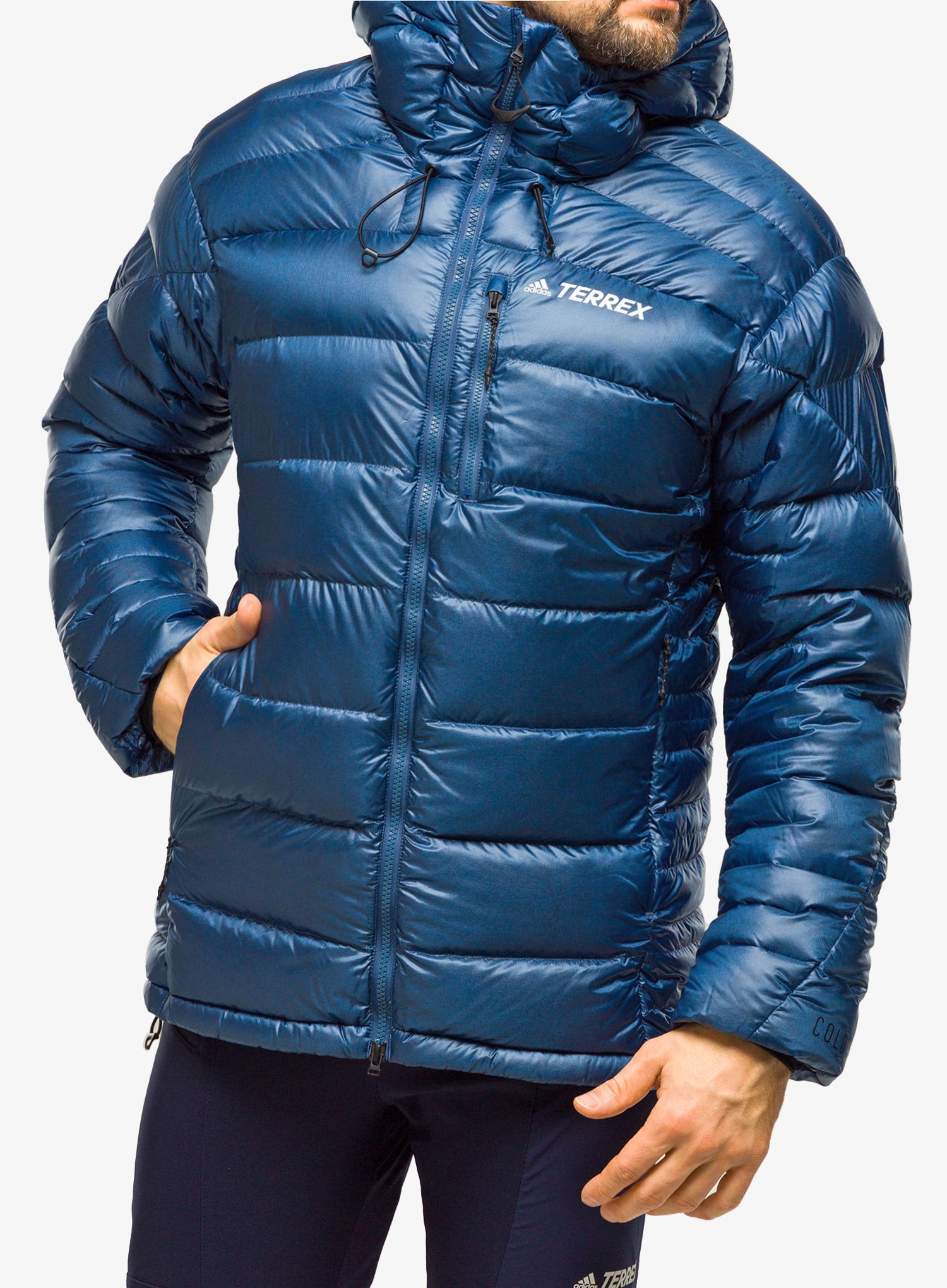 Péřová bunda adidas TERREX Techrock Down Hooded Parka - wonder steel