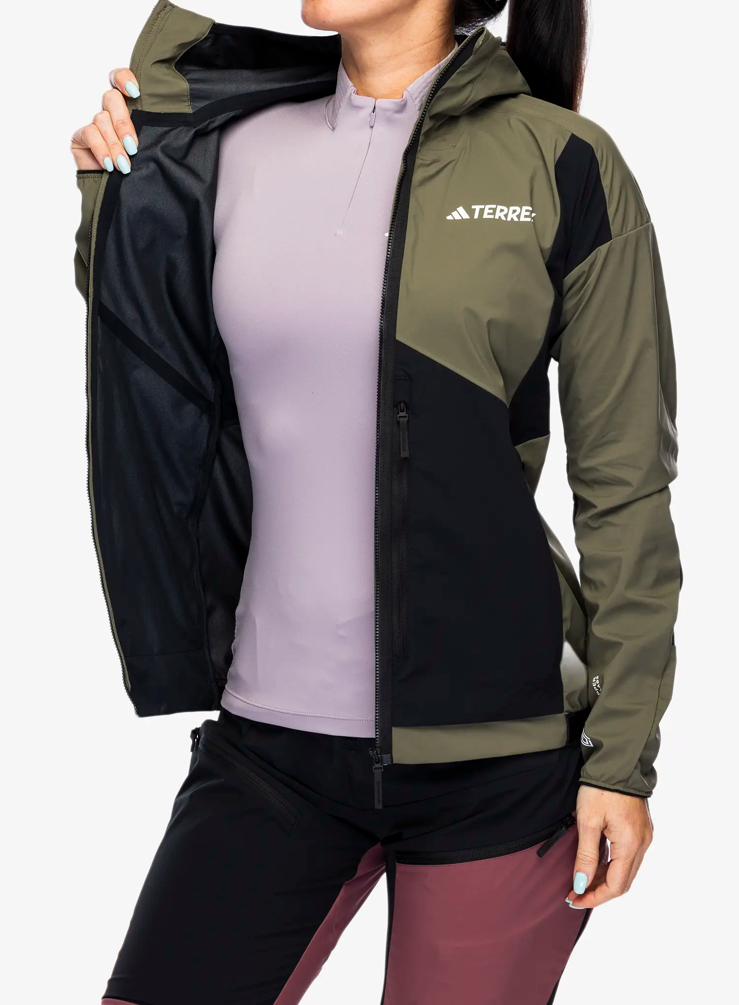 Softshellová bunda dámská adidas TERREX Techrock GORE-TEX WINDSTOPPER Softshell Jkt - olive strata/black