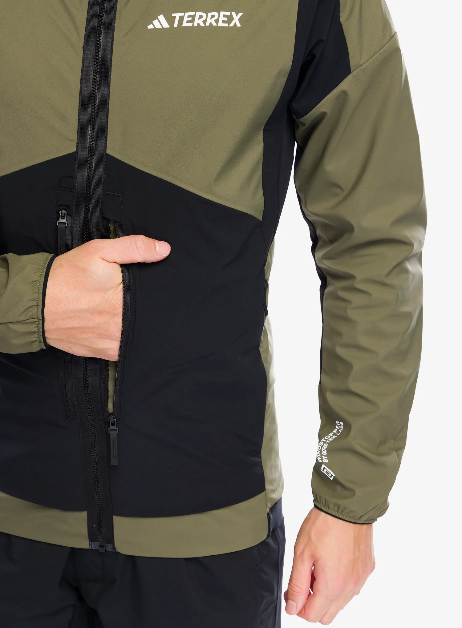 Softshellová bunda adidas TERREX Techrock GORE-TEX WINDSTOPPER Softshell Jkt - olive strata/black