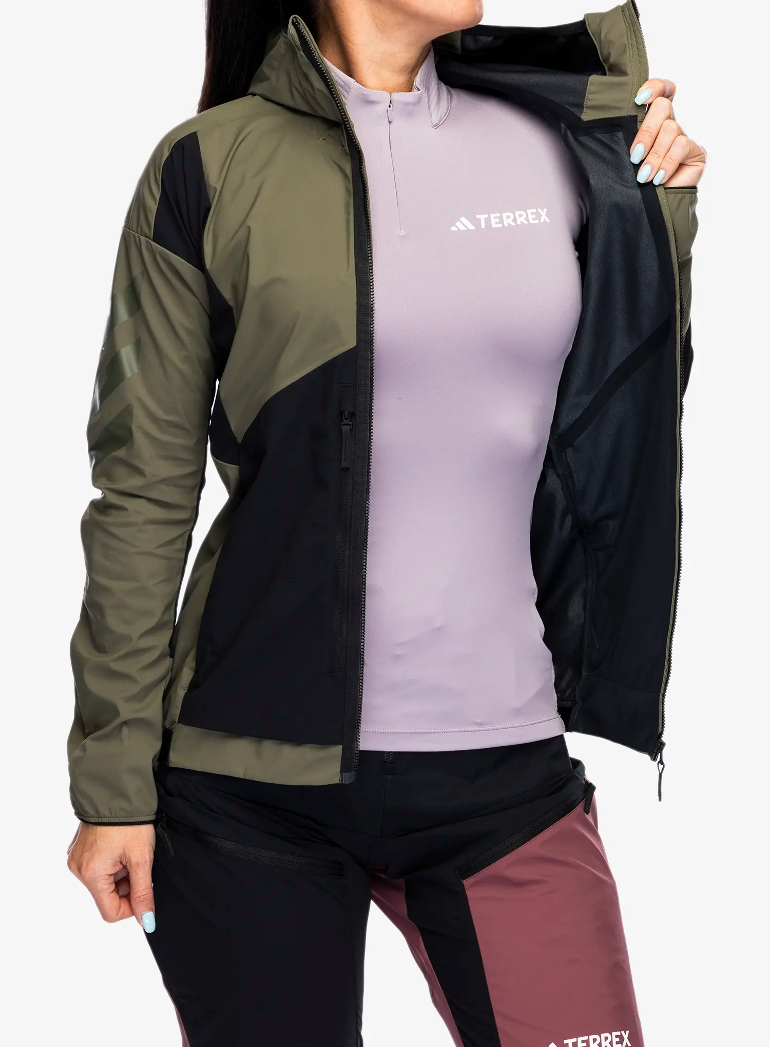 Softshellová bunda dámská adidas TERREX Techrock GORE-TEX WINDSTOPPER Softshell Jkt - olive strata/black