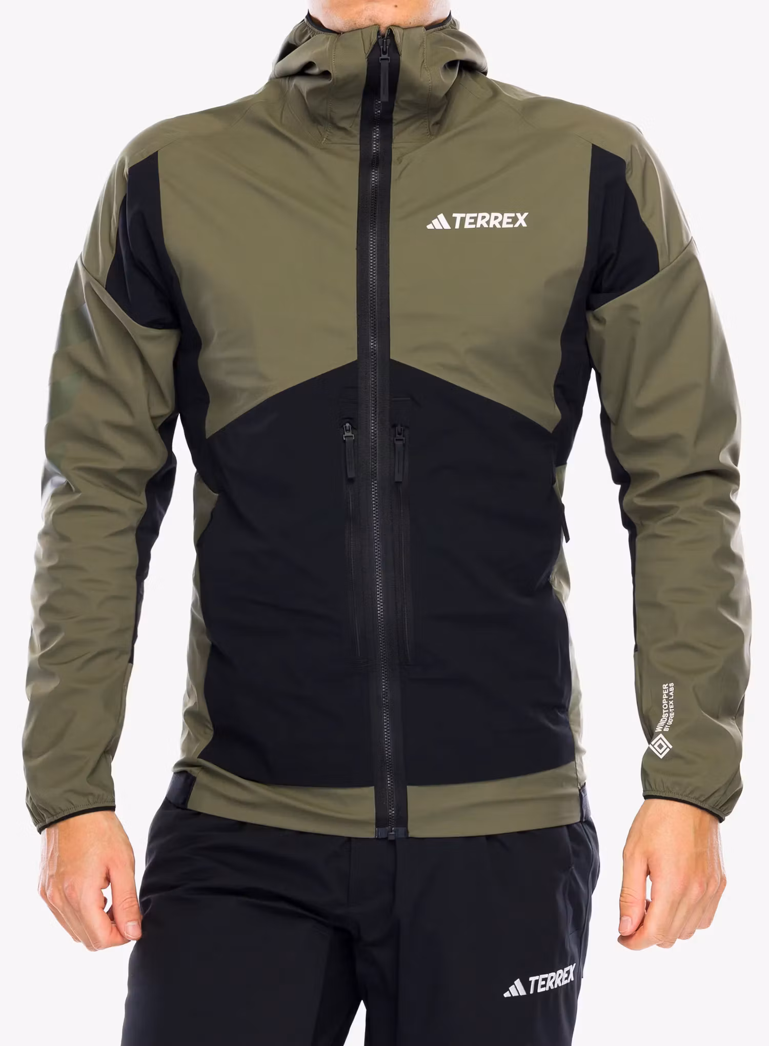 Softshellová bunda adidas TERREX Techrock GORE-TEX WINDSTOPPER Softshell Jkt - olive strata/black