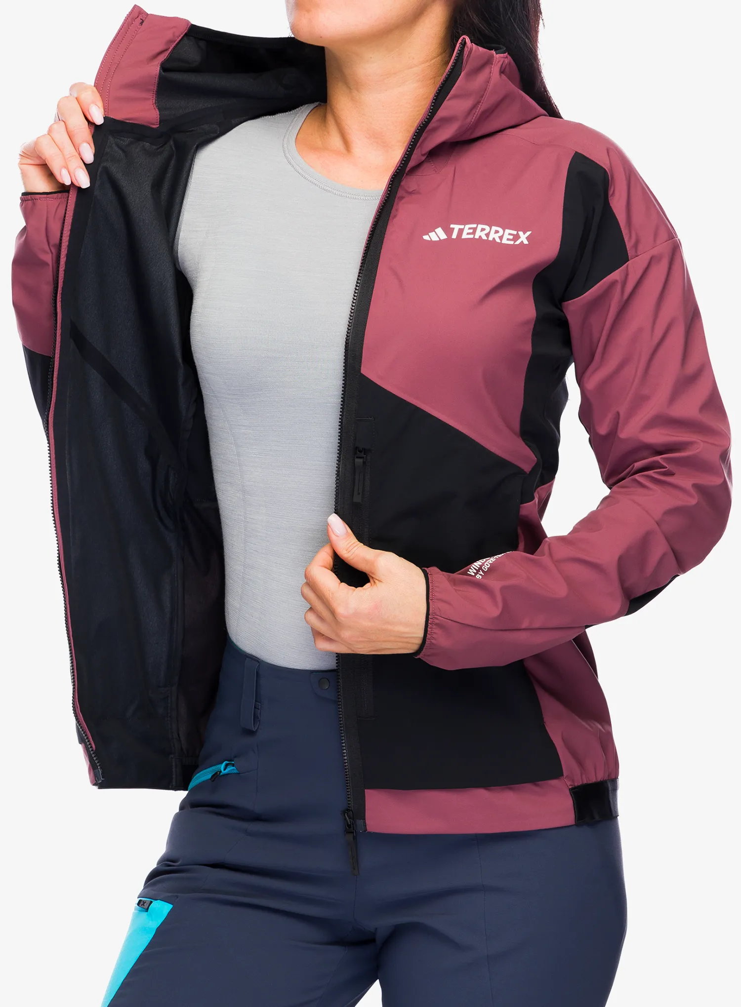 Softshellová bunda dámská adidas TERREX Techrock GORE-TEX WINDSTOPPER Softshell Jkt - quiet crimson/blk