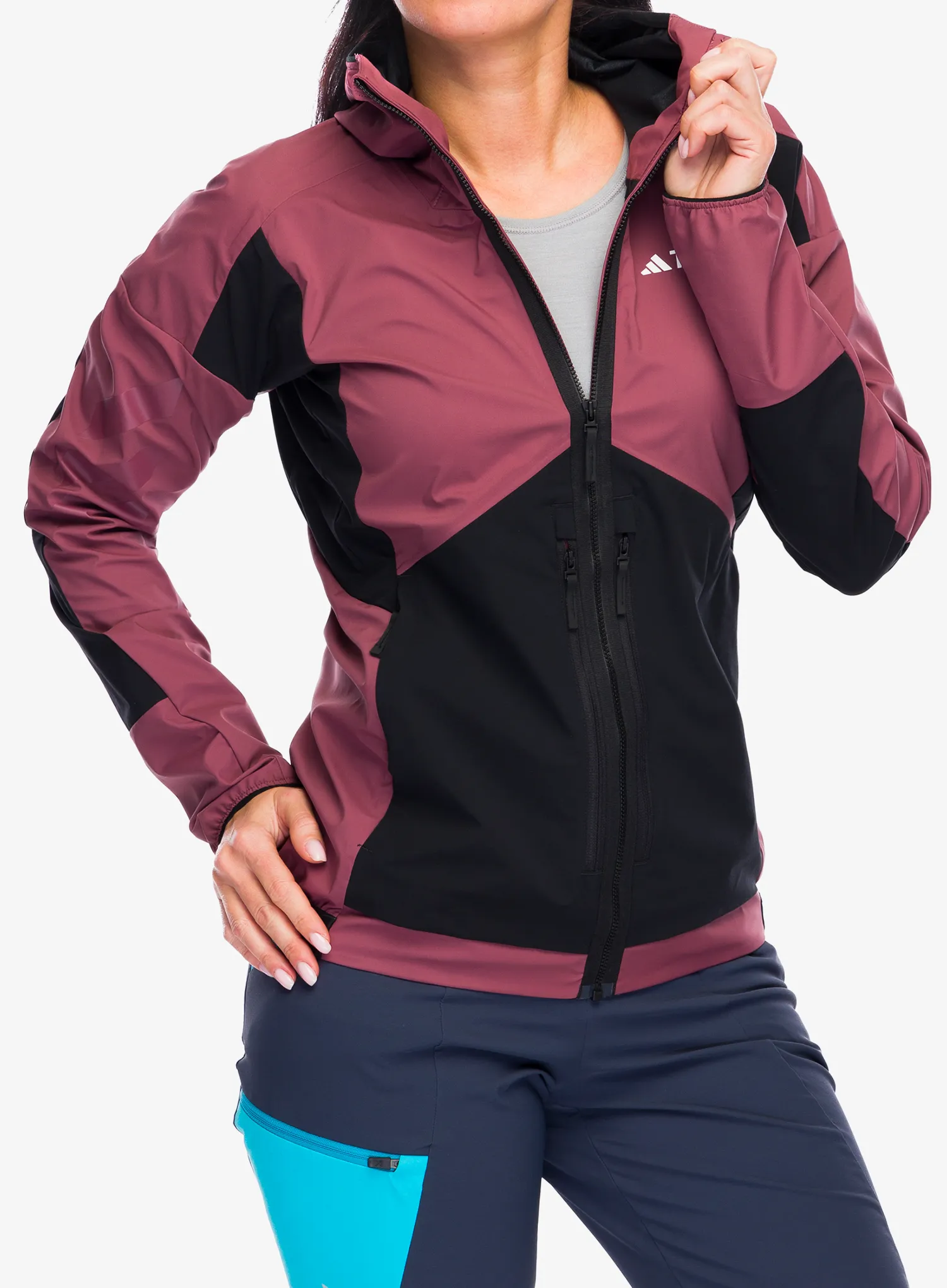 Softshellová bunda dámská adidas TERREX Techrock GORE-TEX WINDSTOPPER Softshell Jkt - quiet crimson/blk