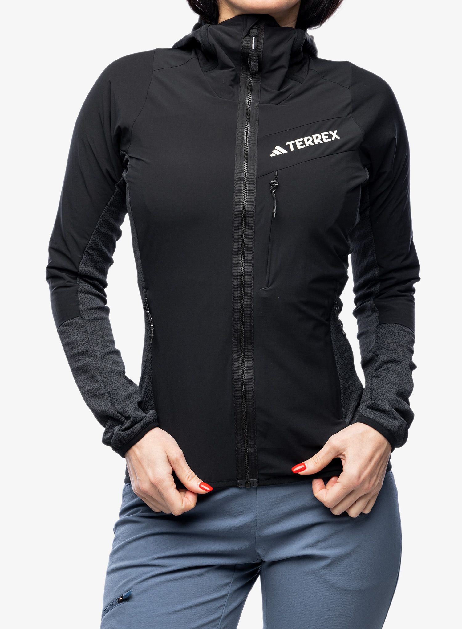 Dámská bunda adidas TERREX Techrock Hooded Wind Fleece Jacket - black