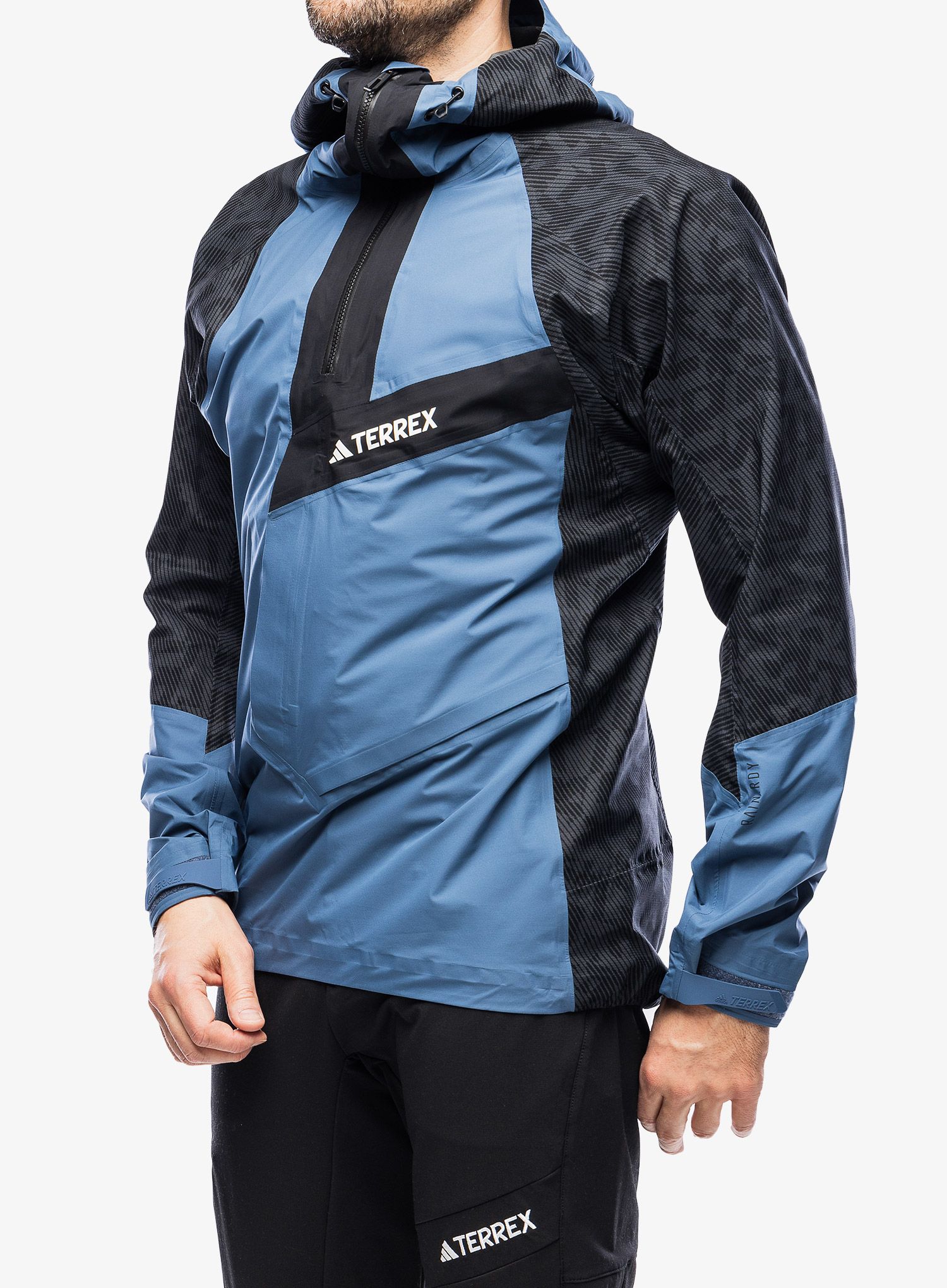 Membránová bunda adidas TERREX Techrock Primeknit RAIN.RDY Anorak - black/wonder steel