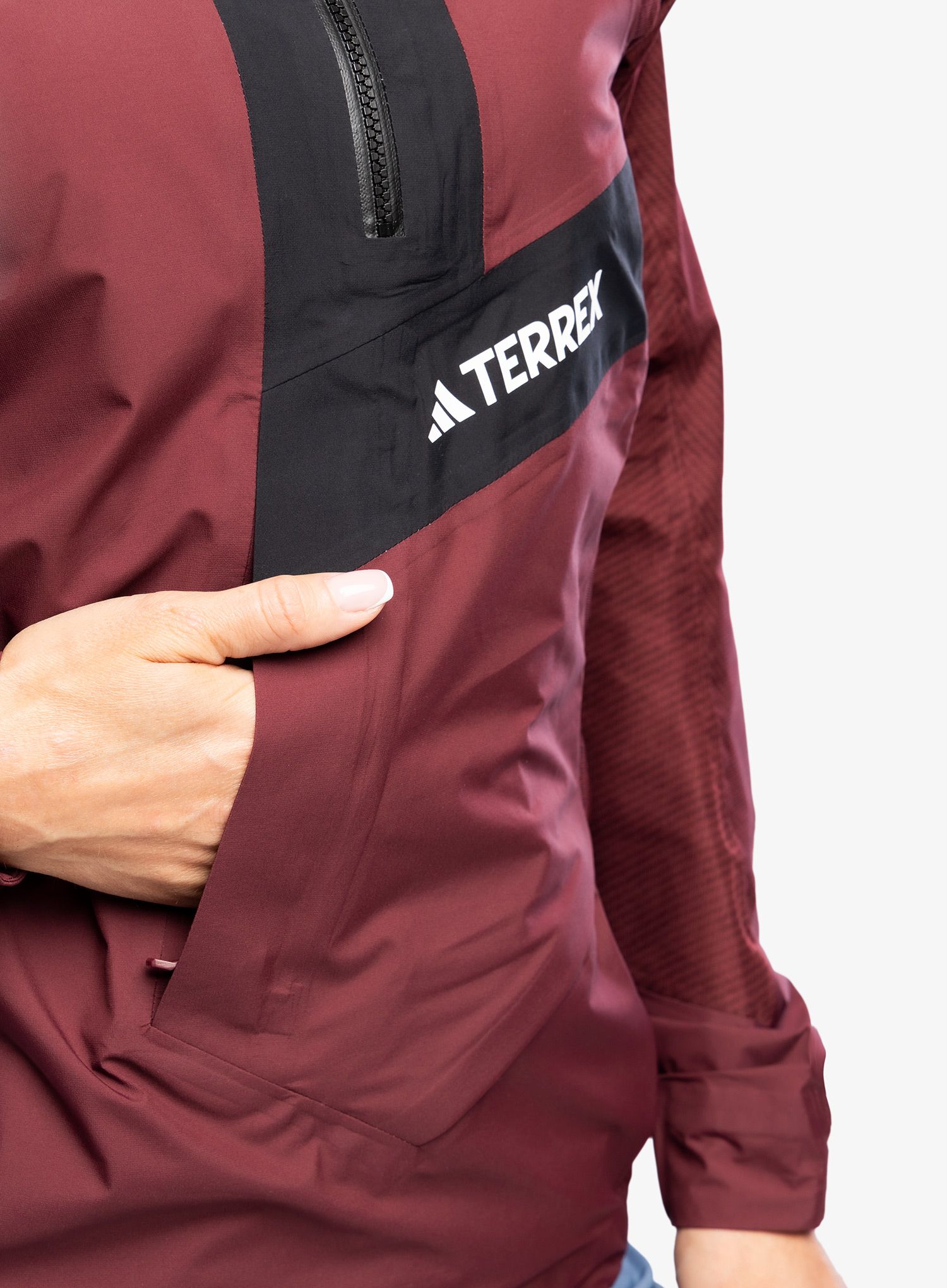 Dámská bunda do deště adidas TERREX Techrock Primeknit RAIN.RDY Anorak - shadow red