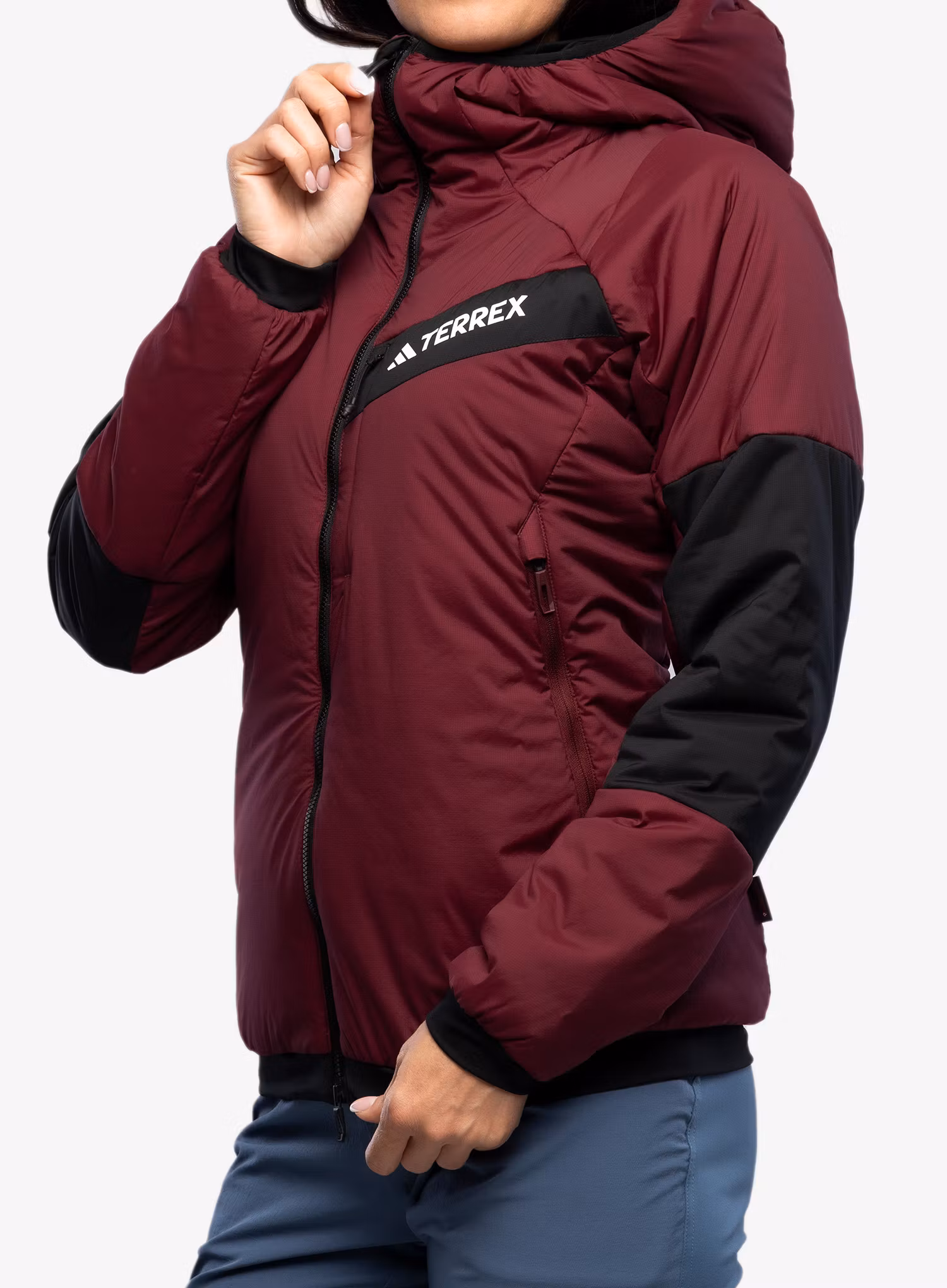 Zateplená bunda dámská adidas TERREX Techrock Stretch PrimaLoft Hooded Jkt - shadow red/black