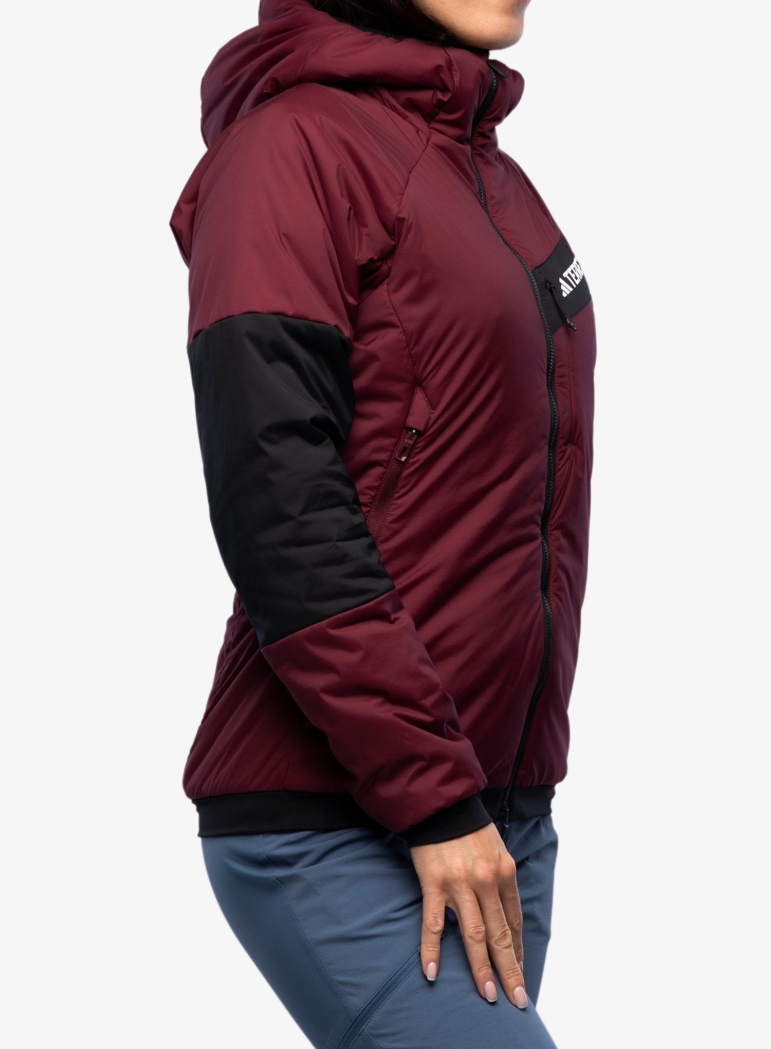 Zateplená bunda dámská adidas TERREX Techrock Stretch PrimaLoft Hooded Jkt - shadow red/black
