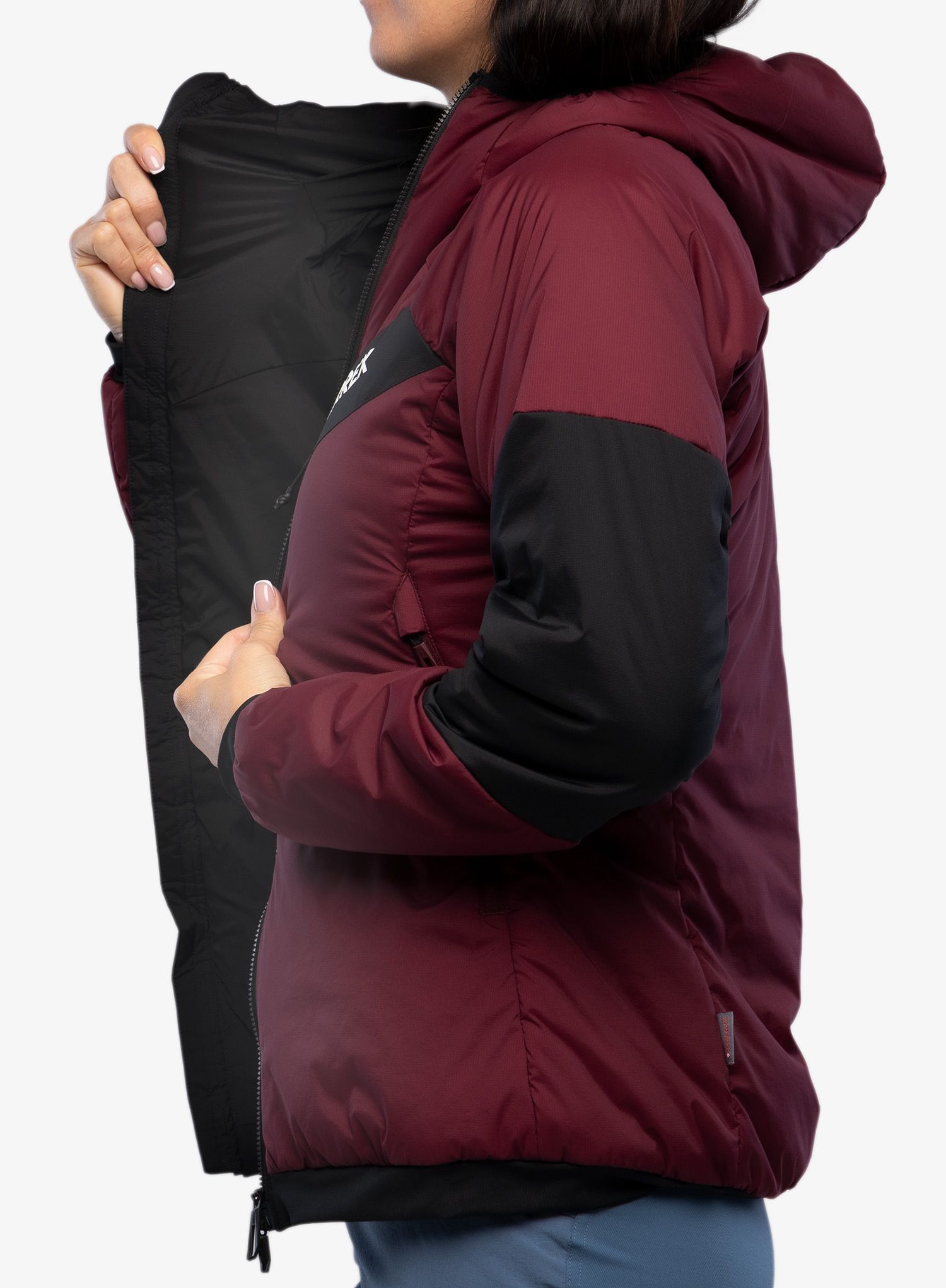 Zateplená bunda dámská adidas TERREX Techrock Stretch PrimaLoft Hooded Jkt - shadow red/black