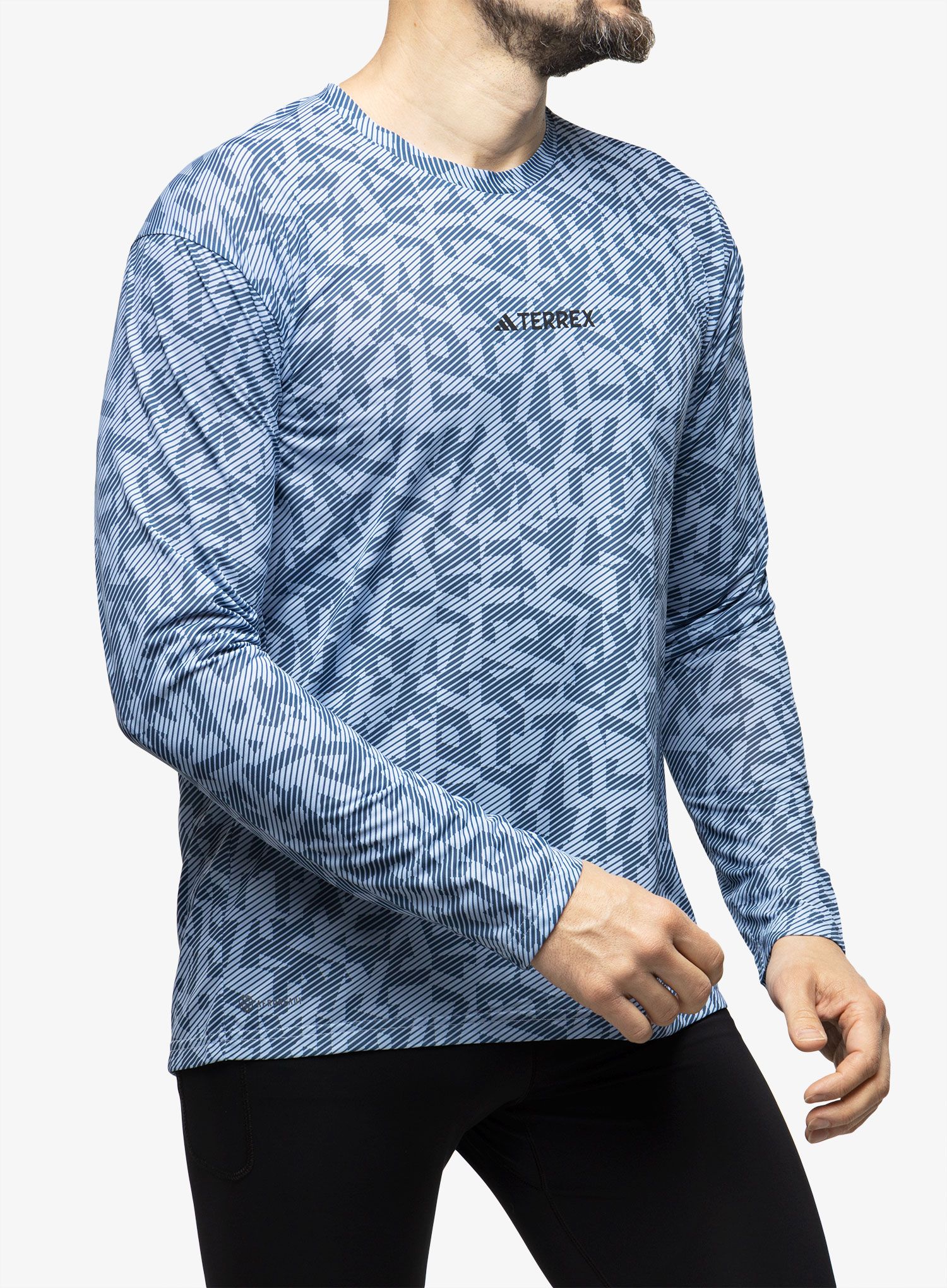 Mikina na běh adidas TERREX Trail Running Longsleeve Graphic - blue dawn/wonder steel