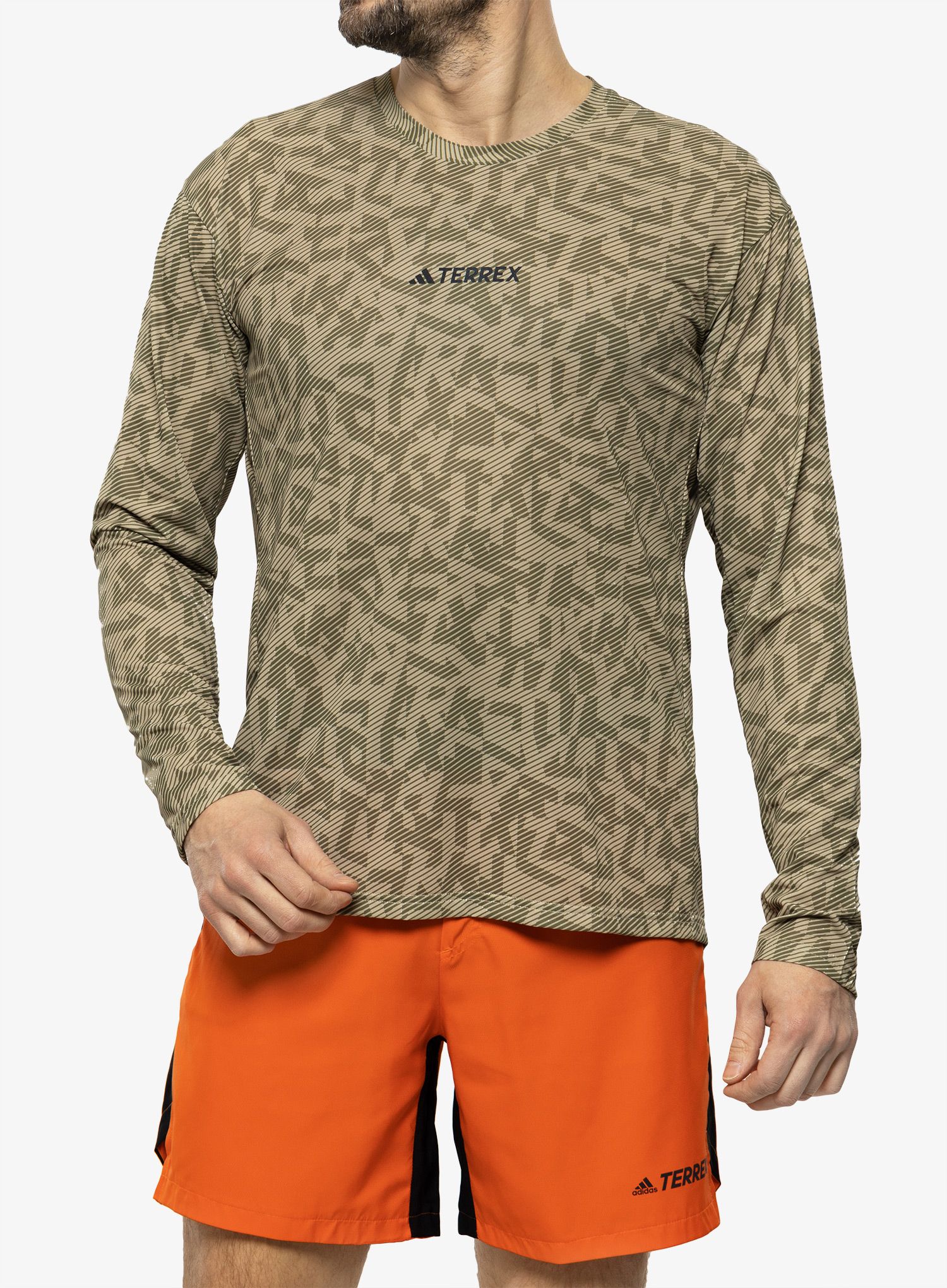 Mikina na běh adidas TERREX Trail Running Longsleeve Graphic - savannah/focus olive