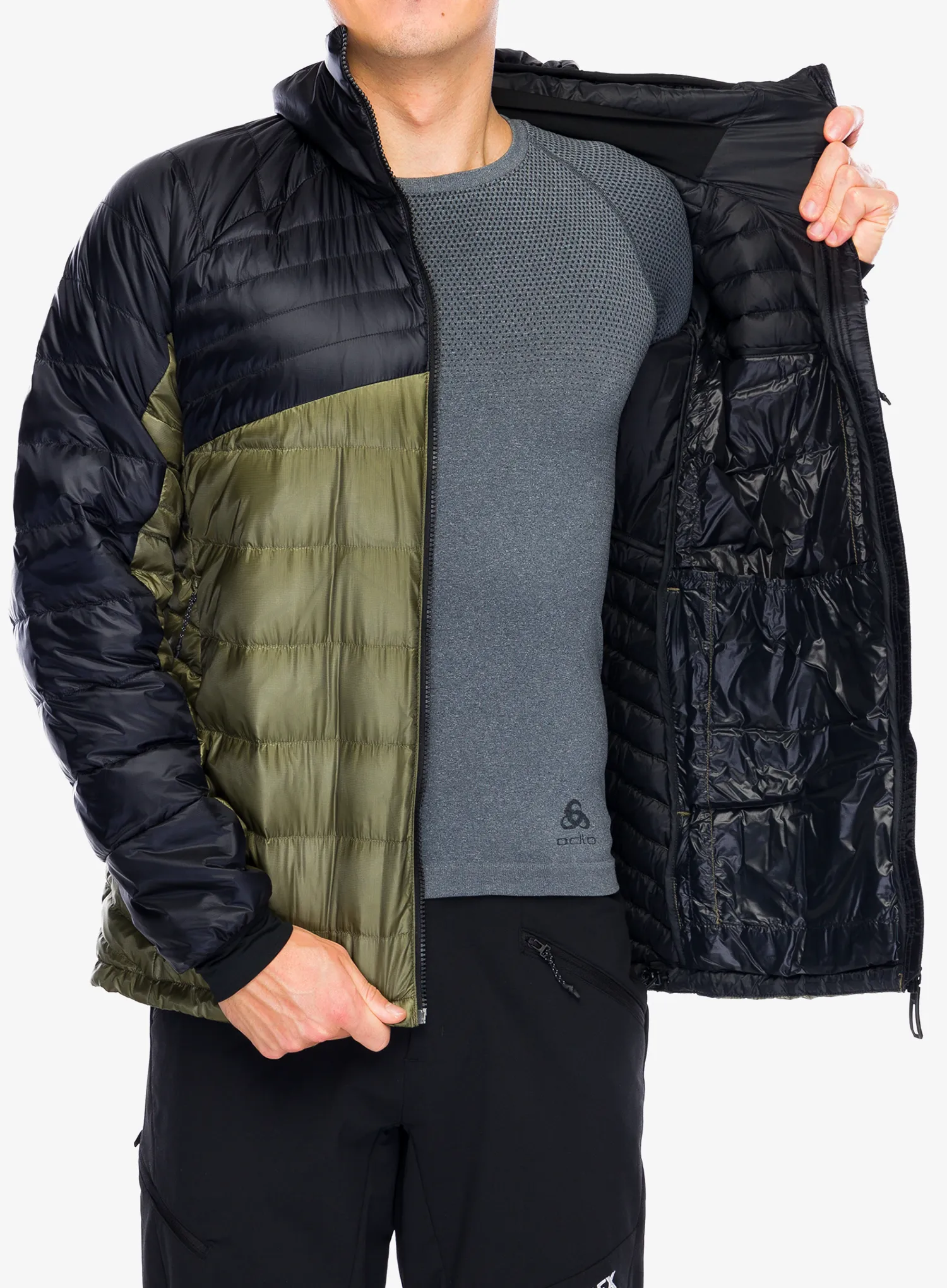 Péřová bunda adidas TERREX Xperior COLD.RDY Down Hooded Jkt - olive strata/black