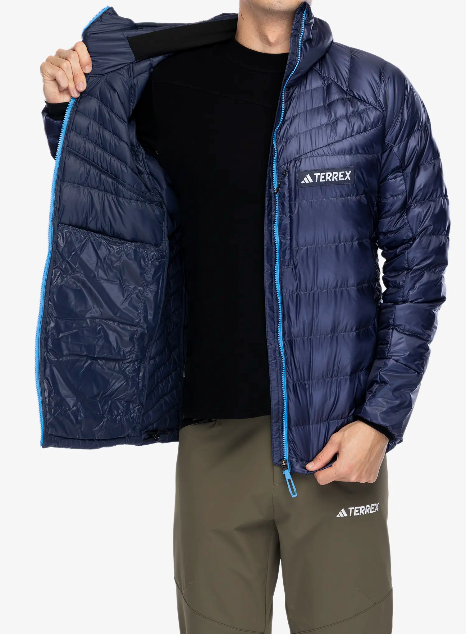 Péřová bunda adidas TERREX Xperior COLD.RDY Down Hooded Jkt - shadow navy