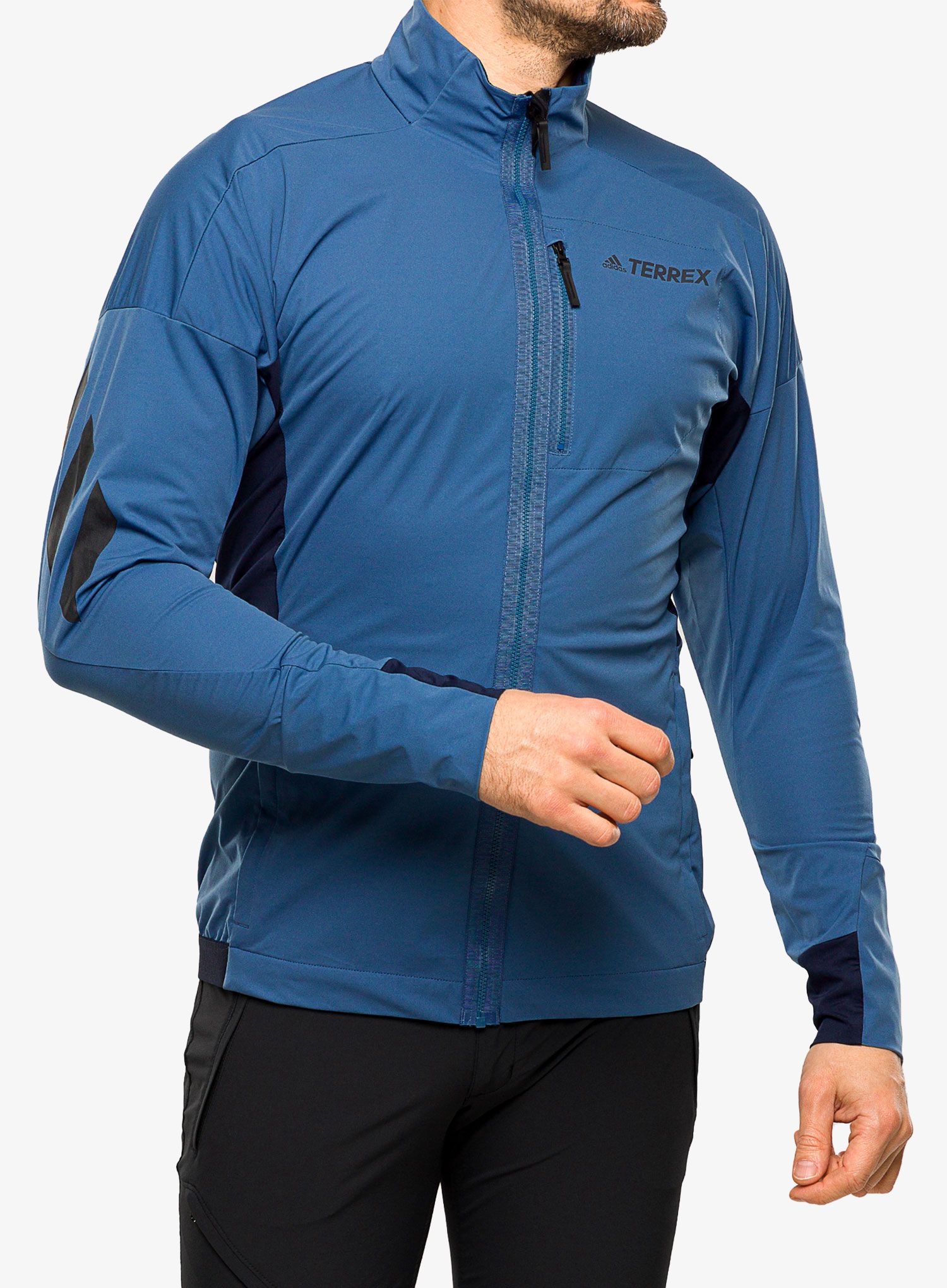 Pánská běžecká bunda adidas TERREX Xperior Cross-Country Ski Soft Shell Jacket - steel