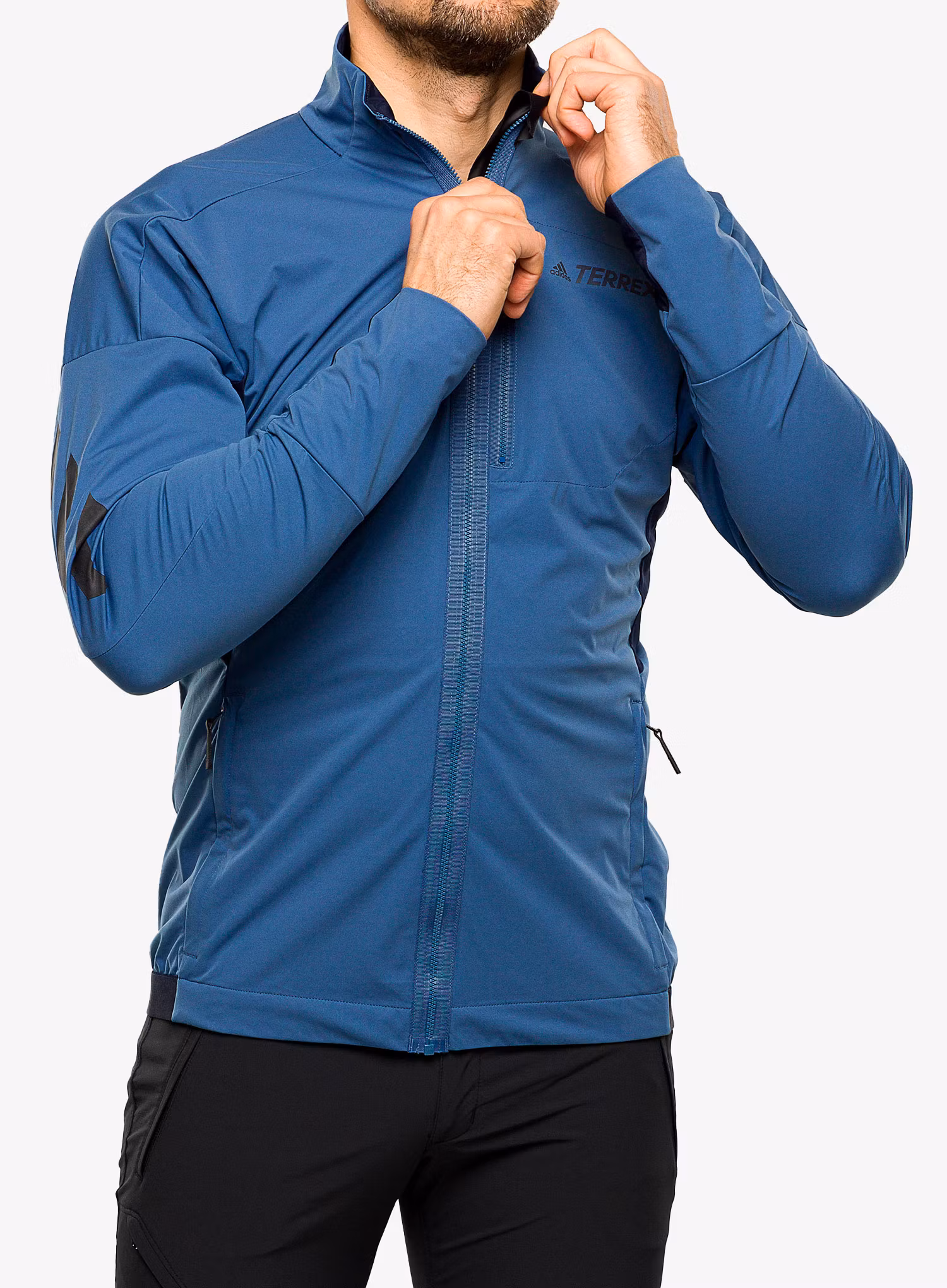 Pánská běžecká bunda adidas TERREX Xperior Cross-Country Ski Soft Shell Jacket - steel