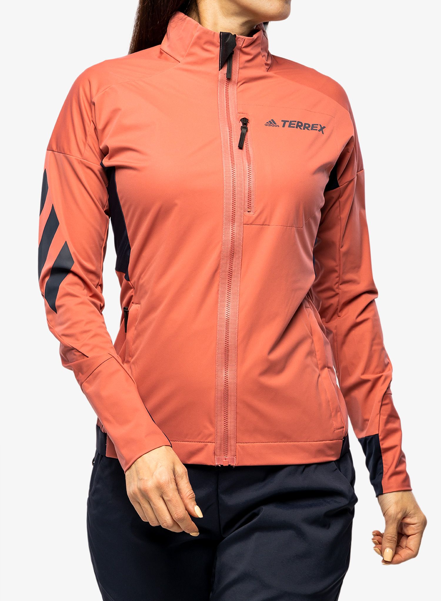Dámská běžecká bunda adidas TERREX Xperior Cross-Country Ski Soft Shell Jacket - wonder red