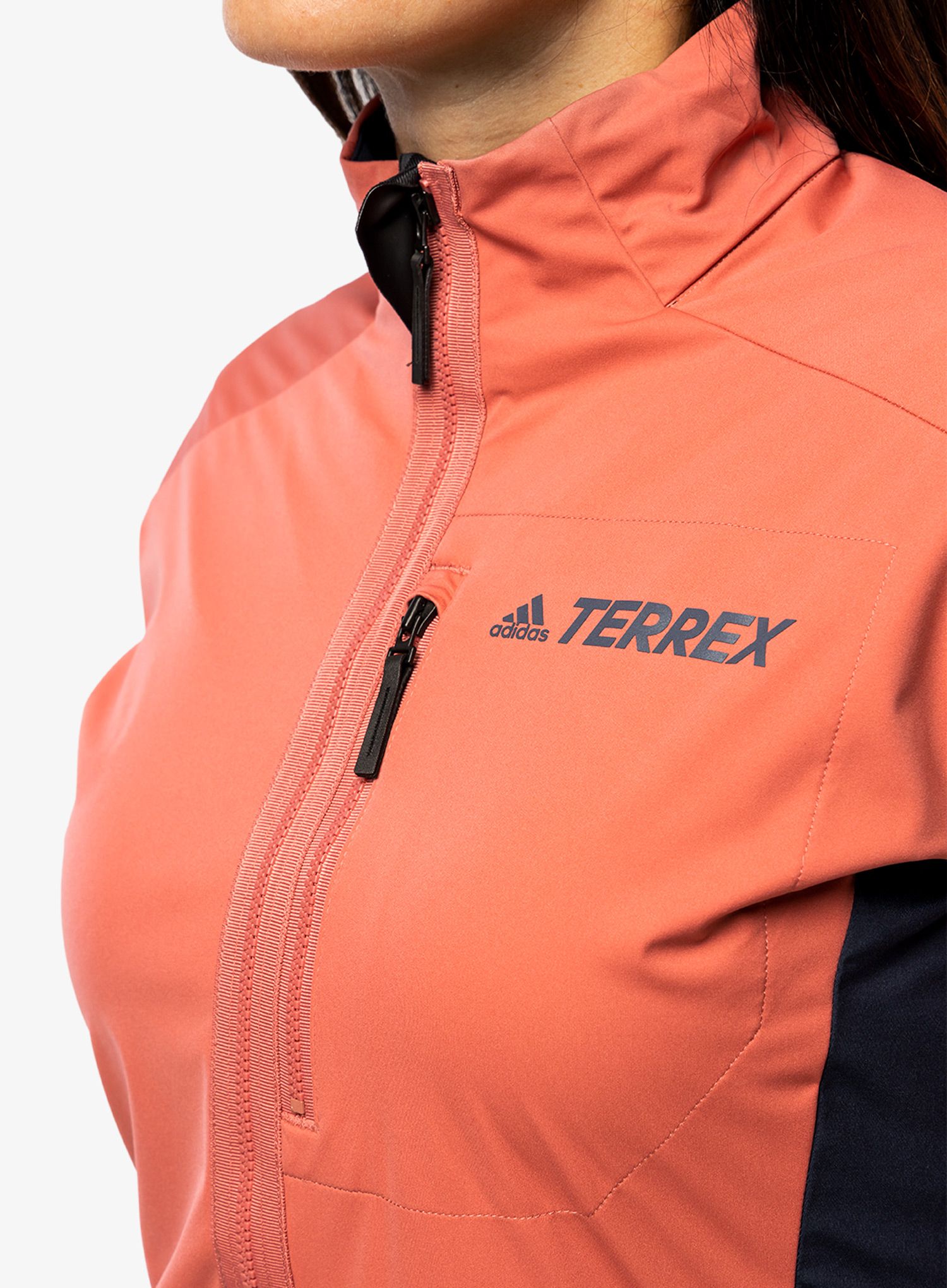 Dámská běžecká bunda adidas TERREX Xperior Cross-Country Ski Soft Shell Jacket - wonder red
