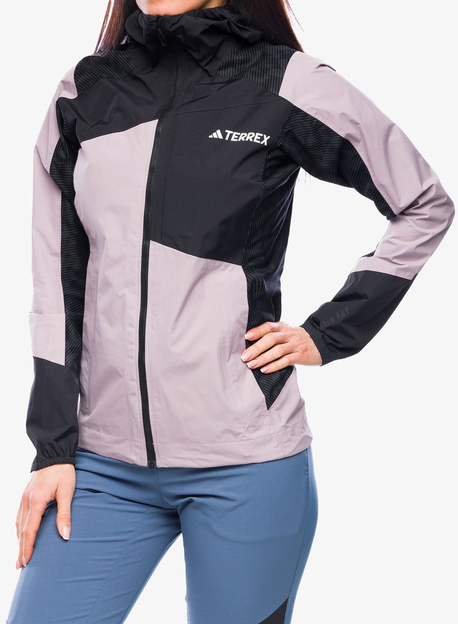 Dámská bunda do deště adidas TERREX Xperior Hybrid Primeknit Rain Jkt - preloved fig/black
