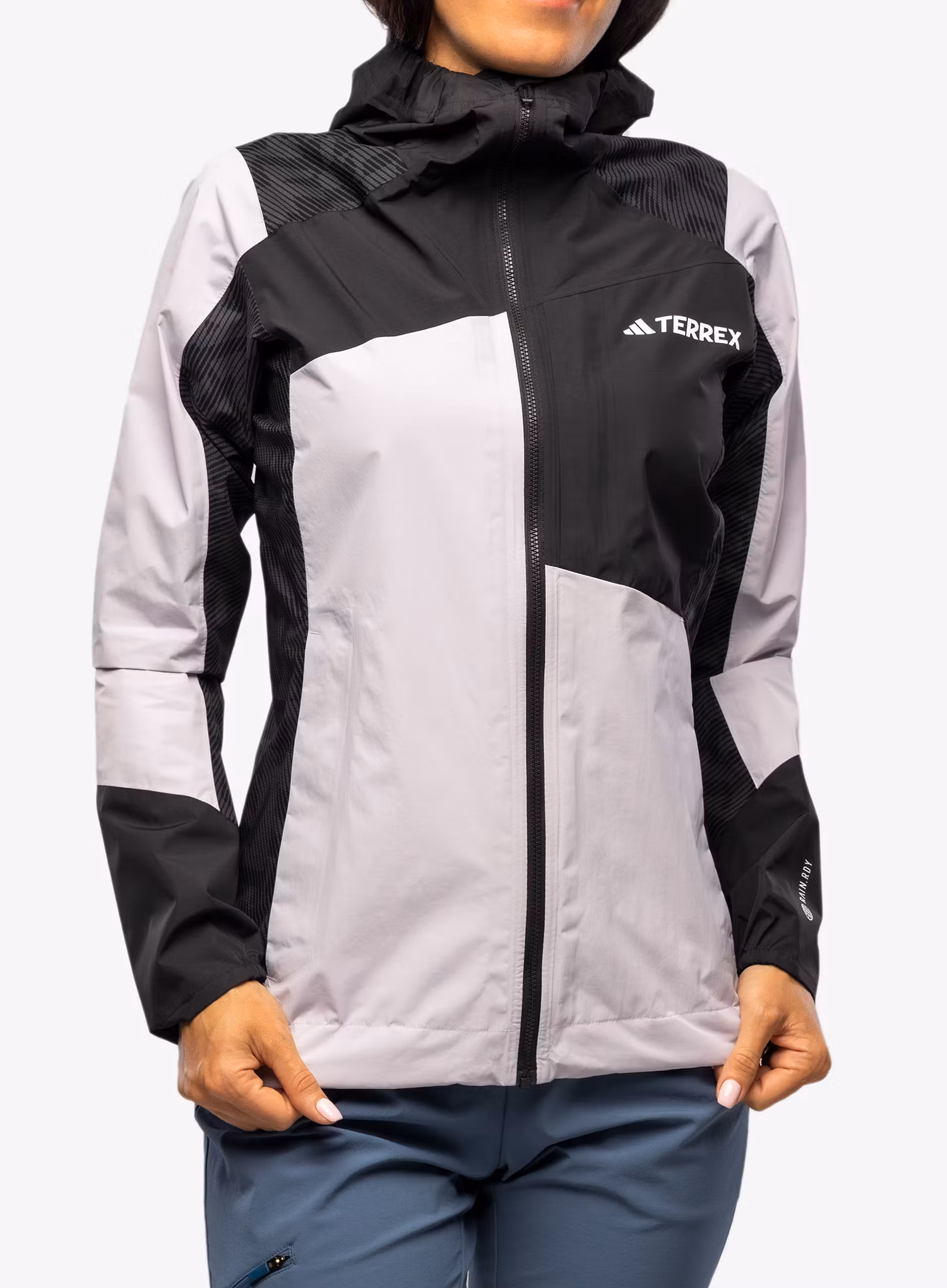 Dámská bunda do deště adidas TERREX Xperior Hybrid Primeknit Rain Jkt - silver dawn/black